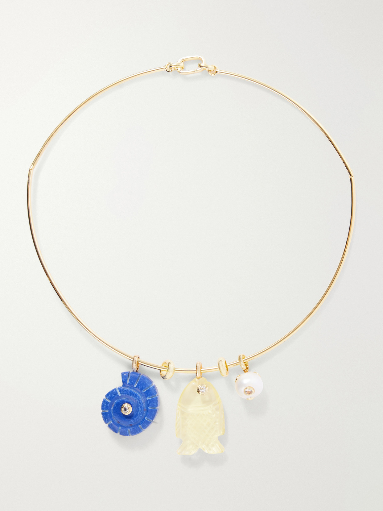 Martha Calvo Aurelia Lapis Lazuli, Citrine And Freshwater Pearl Gold-toned Necklace