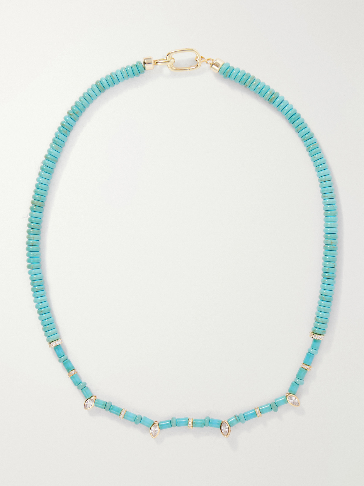 Martha Calvo Ella Turquoise And Crystals 14-karat Gold-plated Beaded Necklace In Blue
