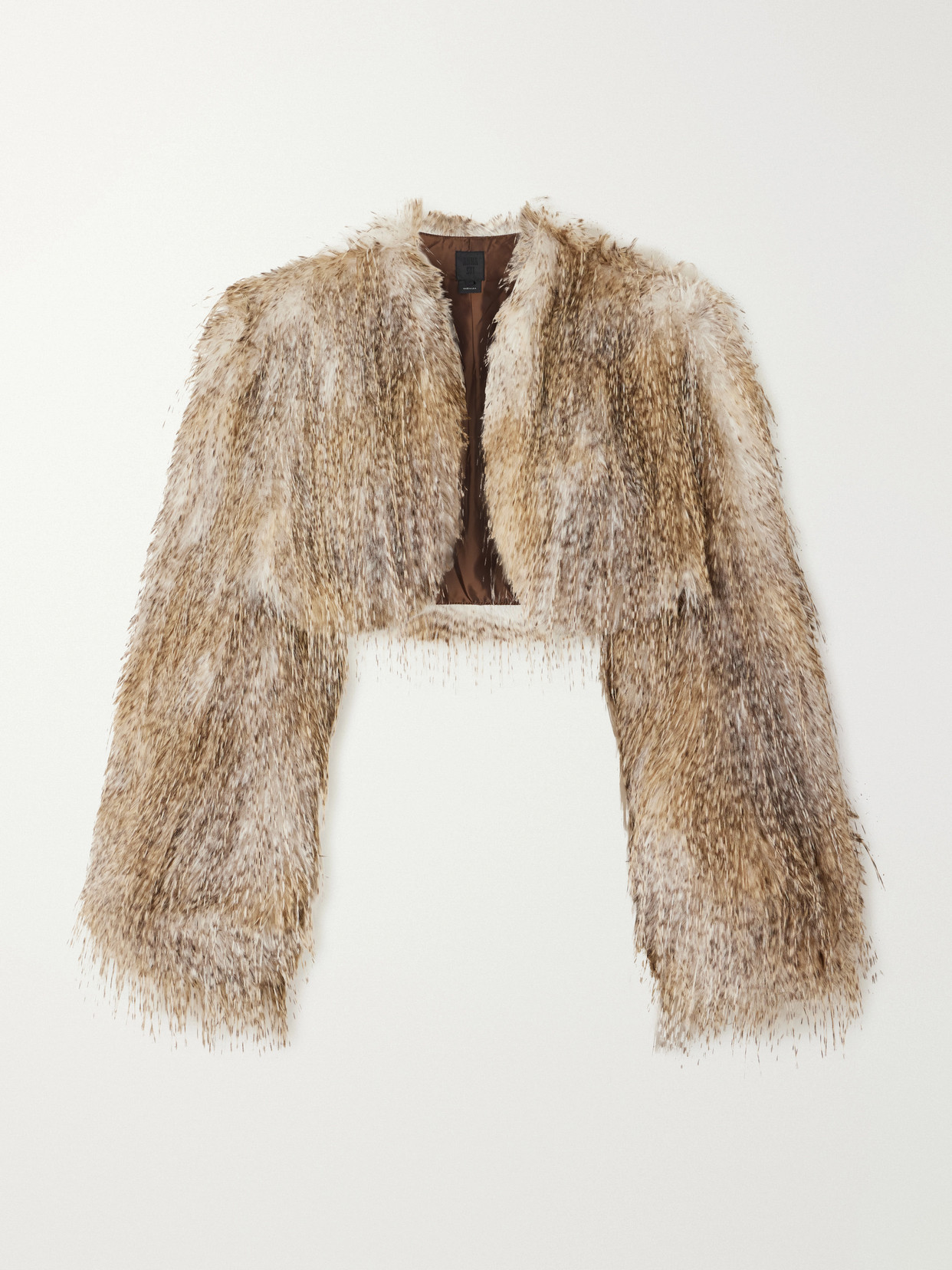 Anna Sui Shearling Cropped Coat In Neutrals