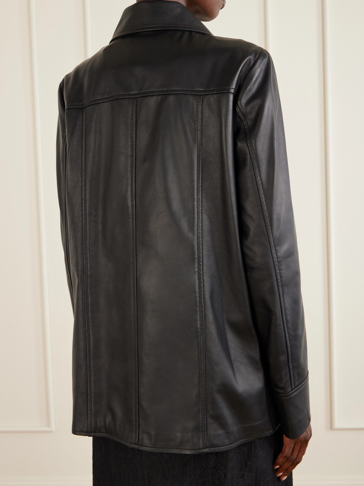 Anna Sui Paneled Leather Jacket In Black