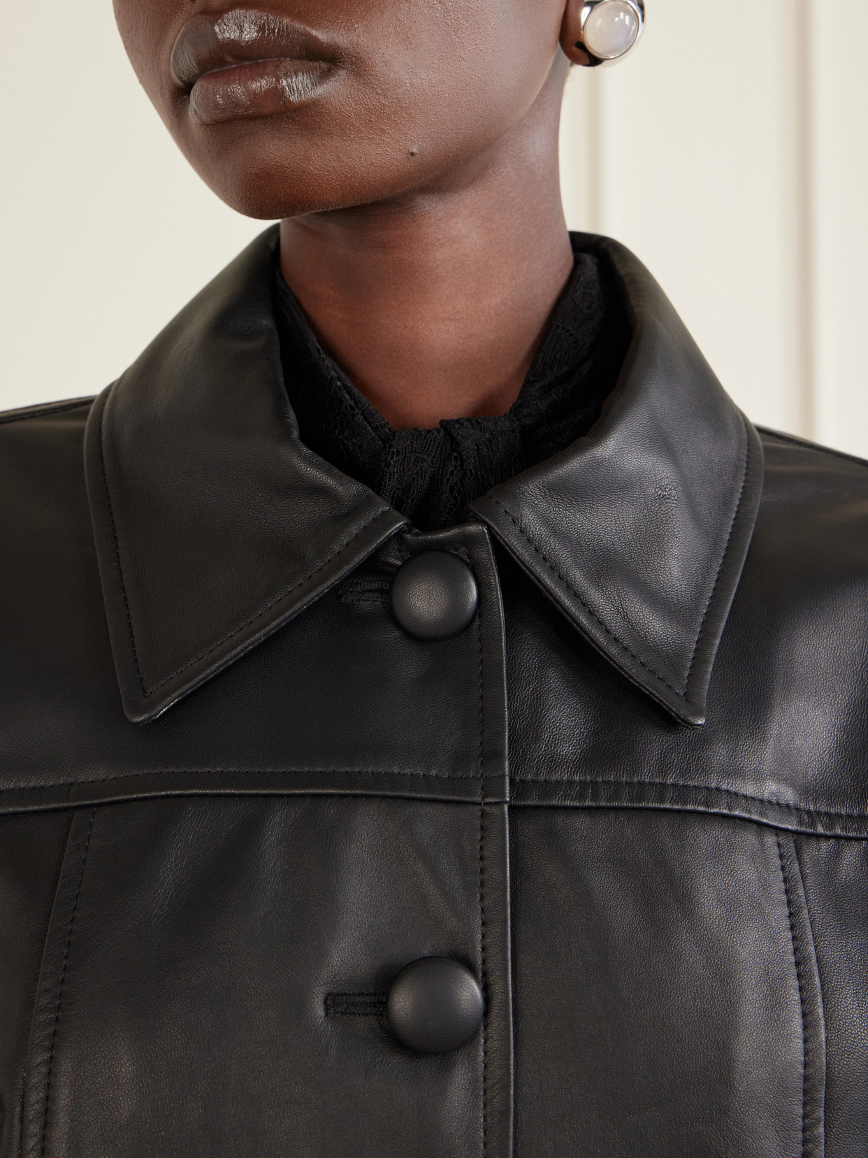Anna Sui Paneled Leather Jacket In Black