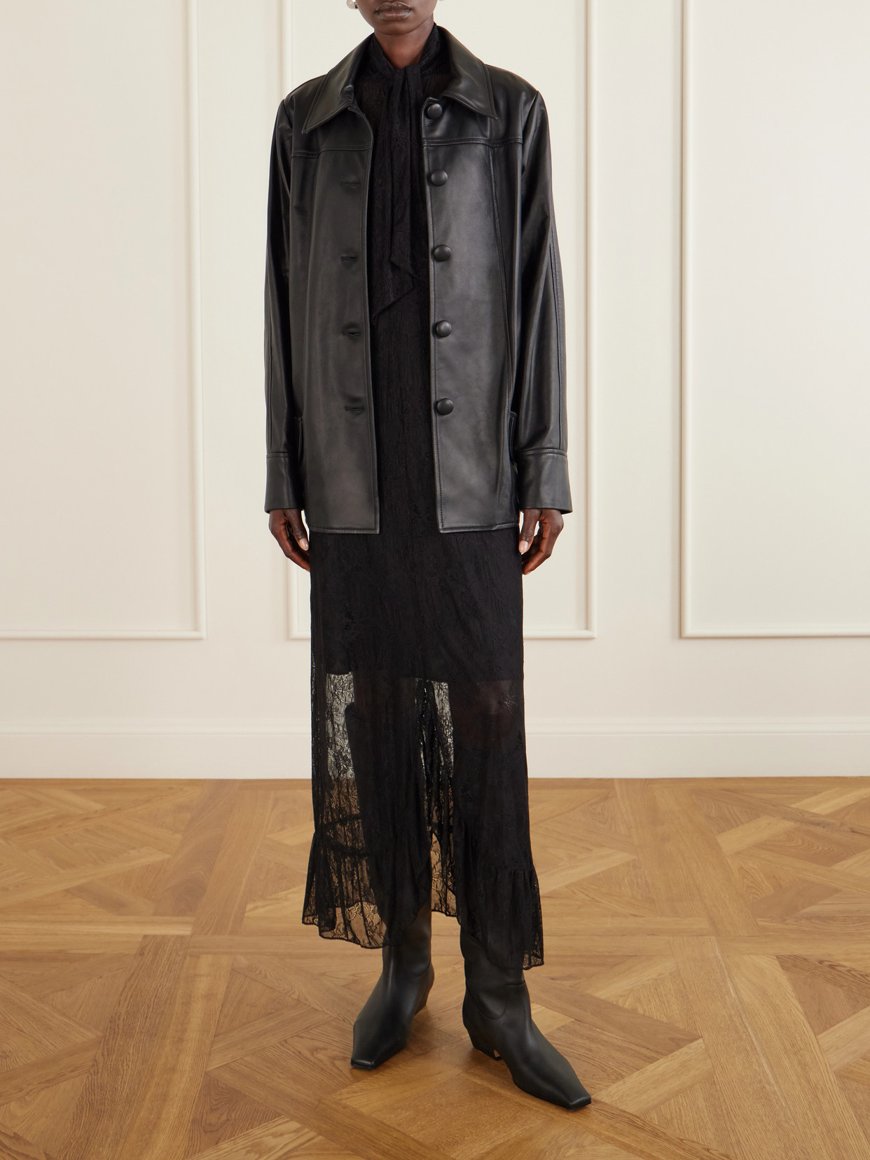Anna Sui Paneled Leather Jacket In Black