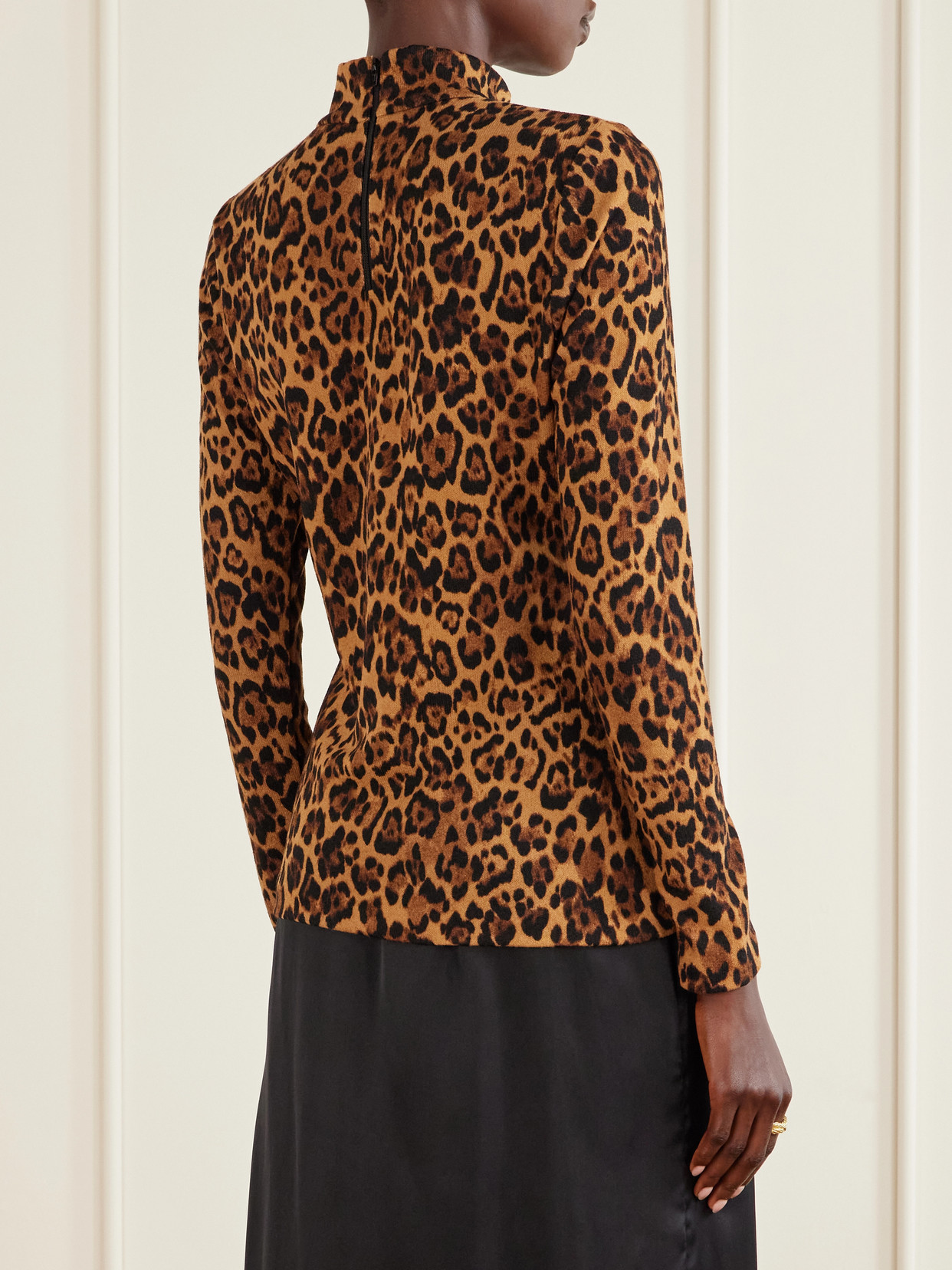 Anna Sui Leopard-print Turtleneck Sweater In Multi