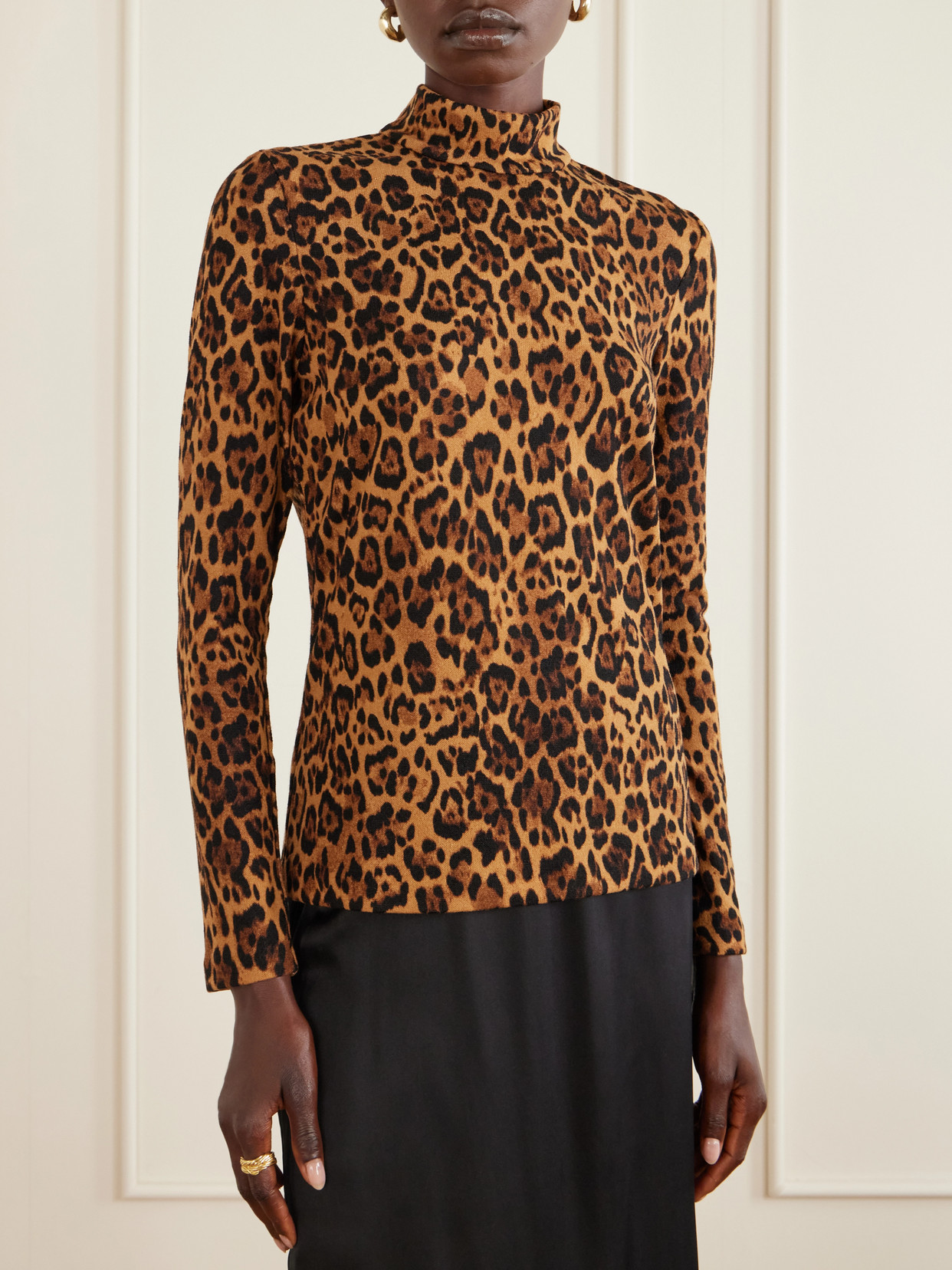 Anna Sui Leopard-print Turtleneck Sweater In Multi