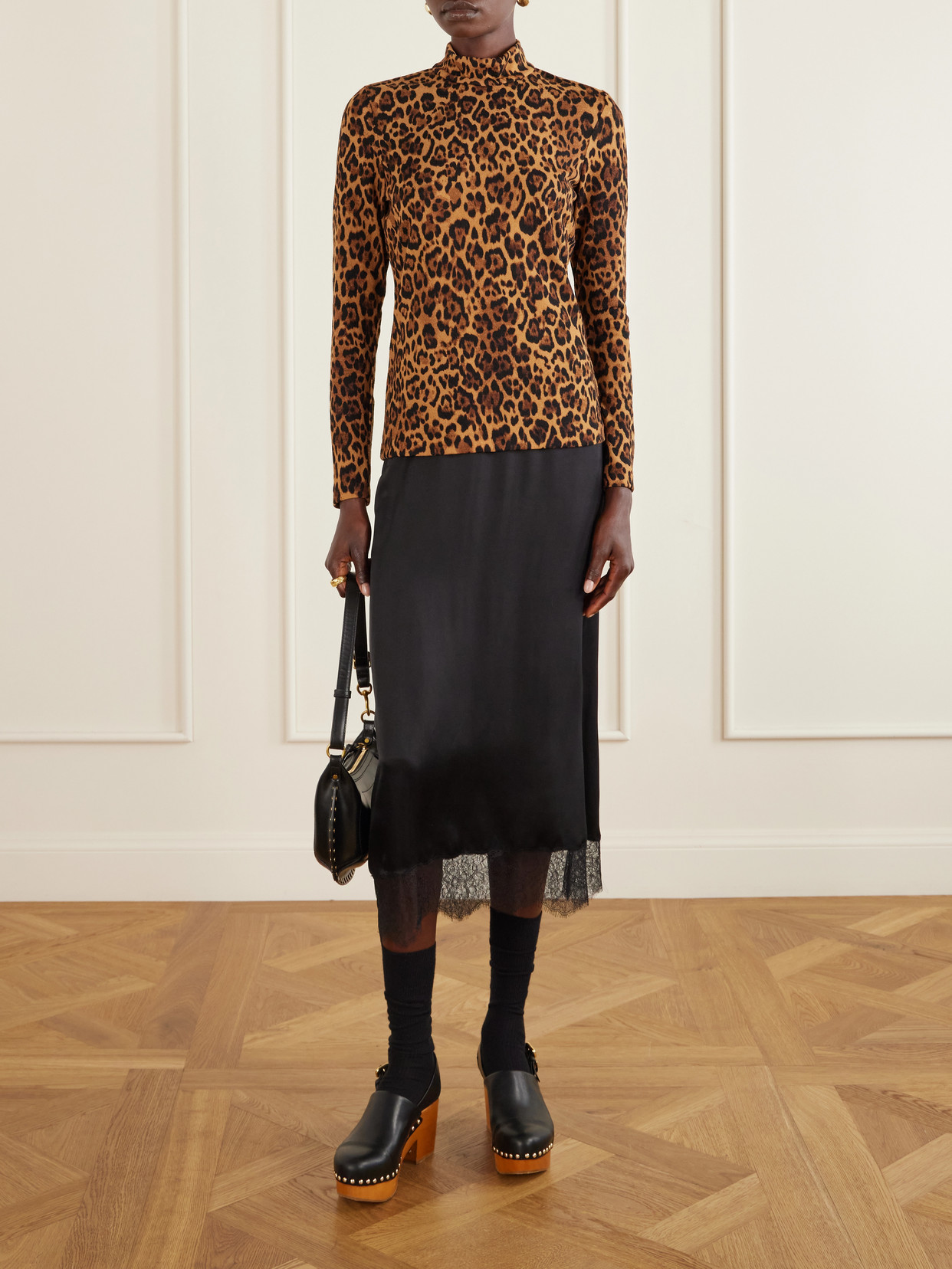Anna Sui Leopard-print Turtleneck Sweater In Multi