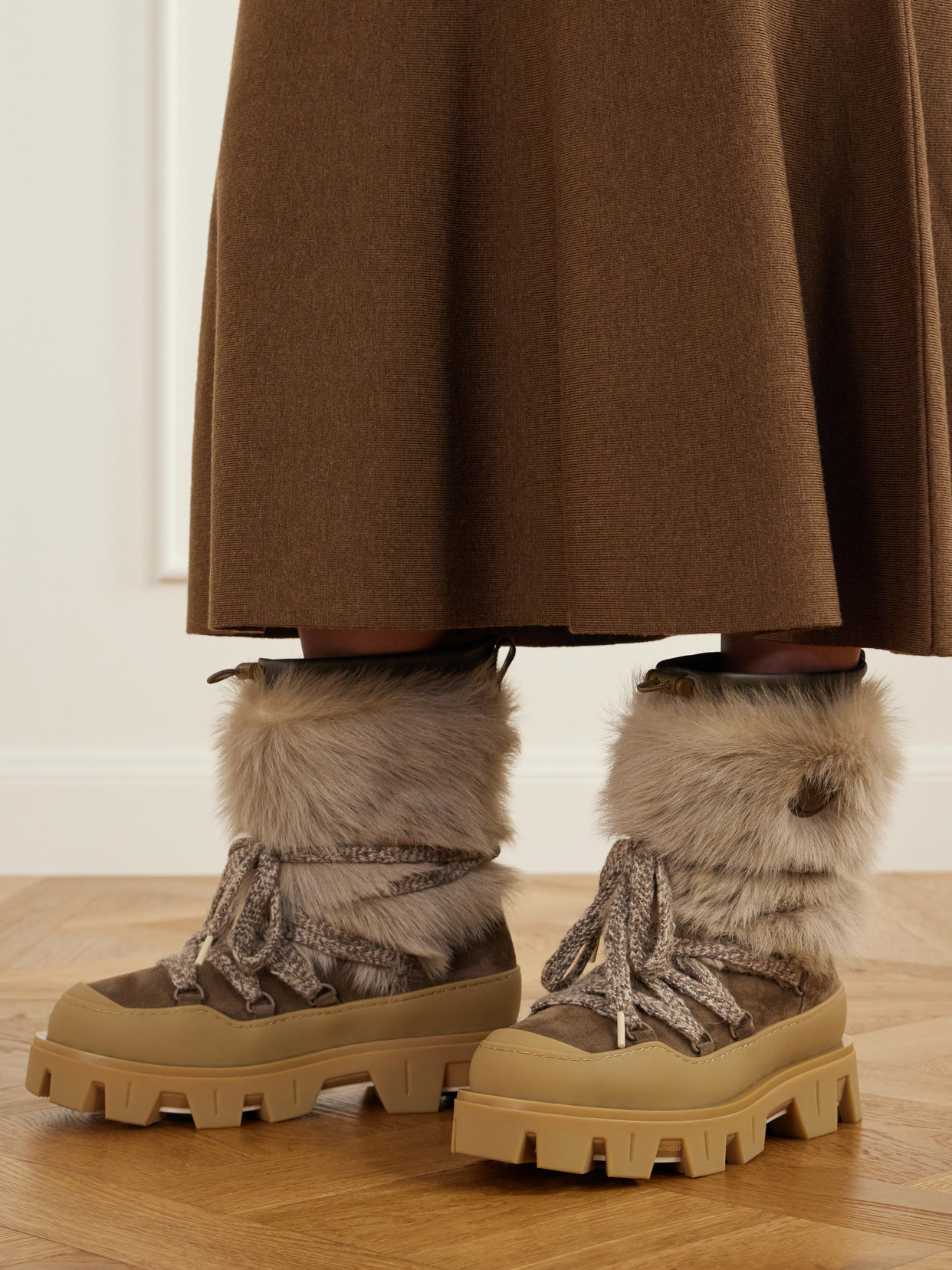 Peak Apres Plush-Trimmed Suede And Rubber Ankle Boots