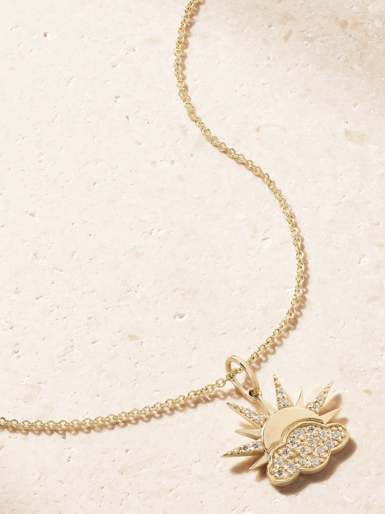 Sydney Evan Sun And Cloud 14-karat Gold Diamond Necklace