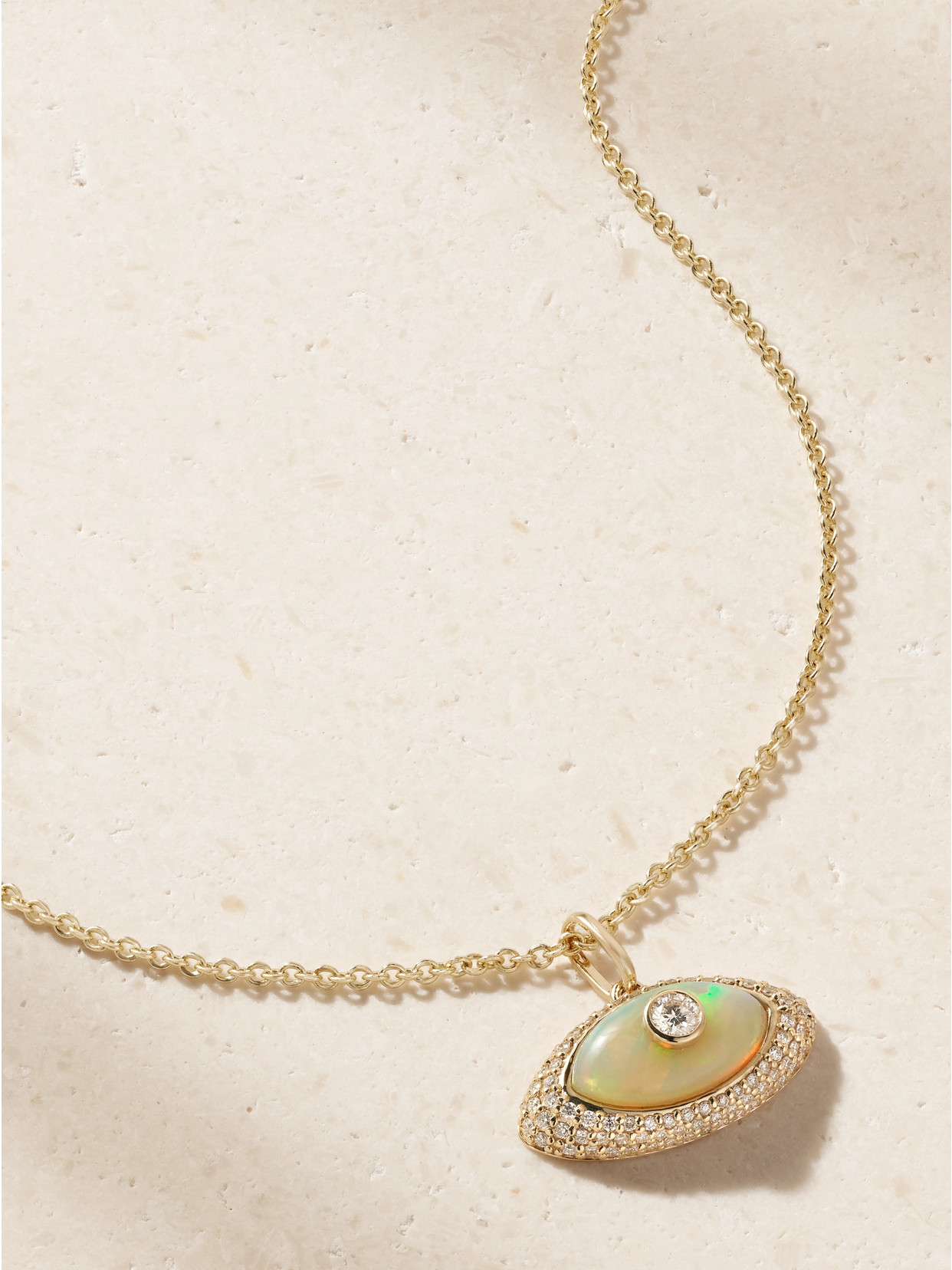 Sydney Evan Large Opal Eye 14-karat Gold Diamond Necklace