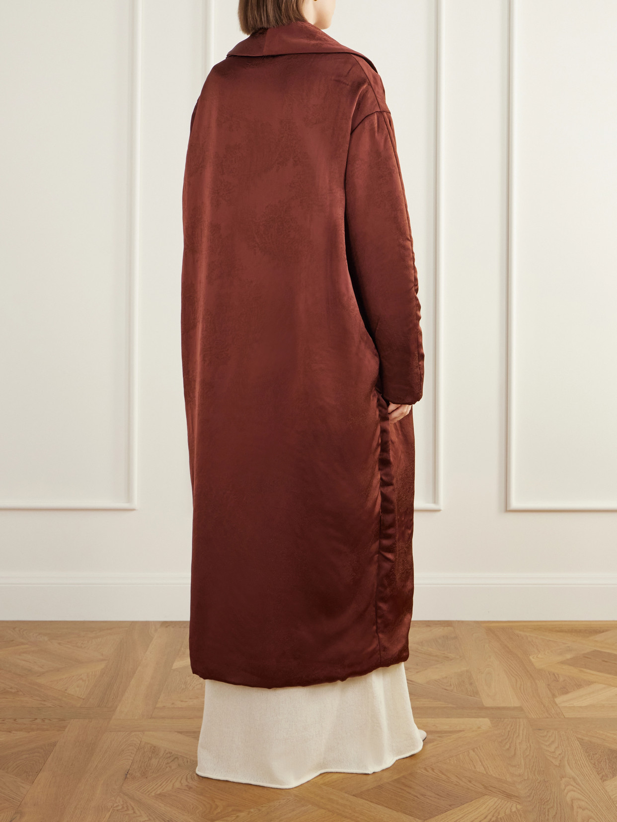 Mergui Floral Satin-Jacquard Coat