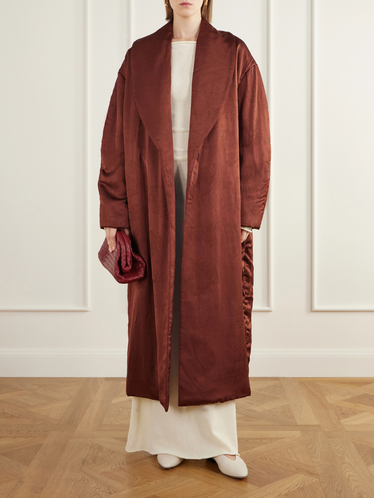 Mergui Floral Satin-Jacquard Coat