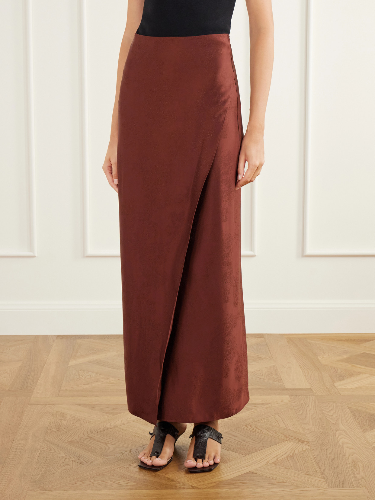 Althea Wrap-Effect Satin-Jacquard Maxi
