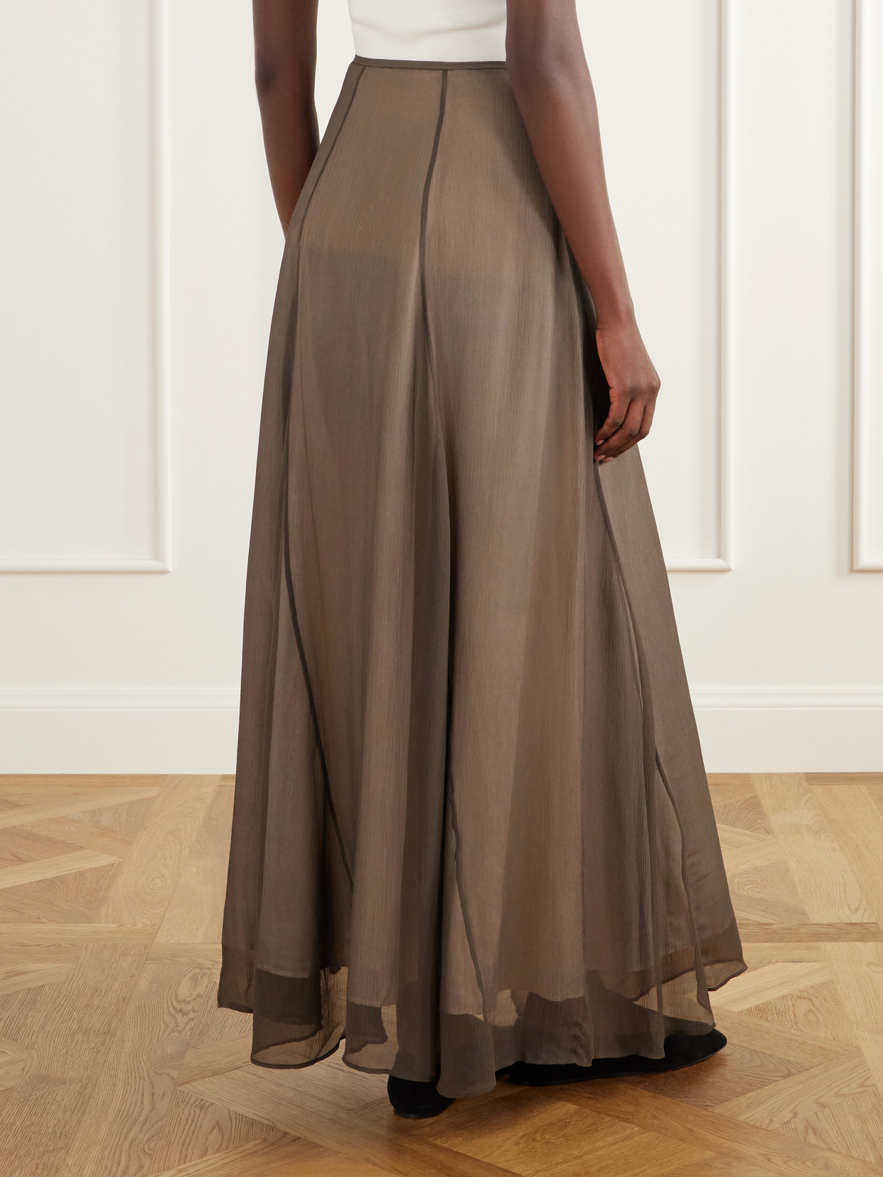Layered Paneled Silk-Crepe De Chine Maxi