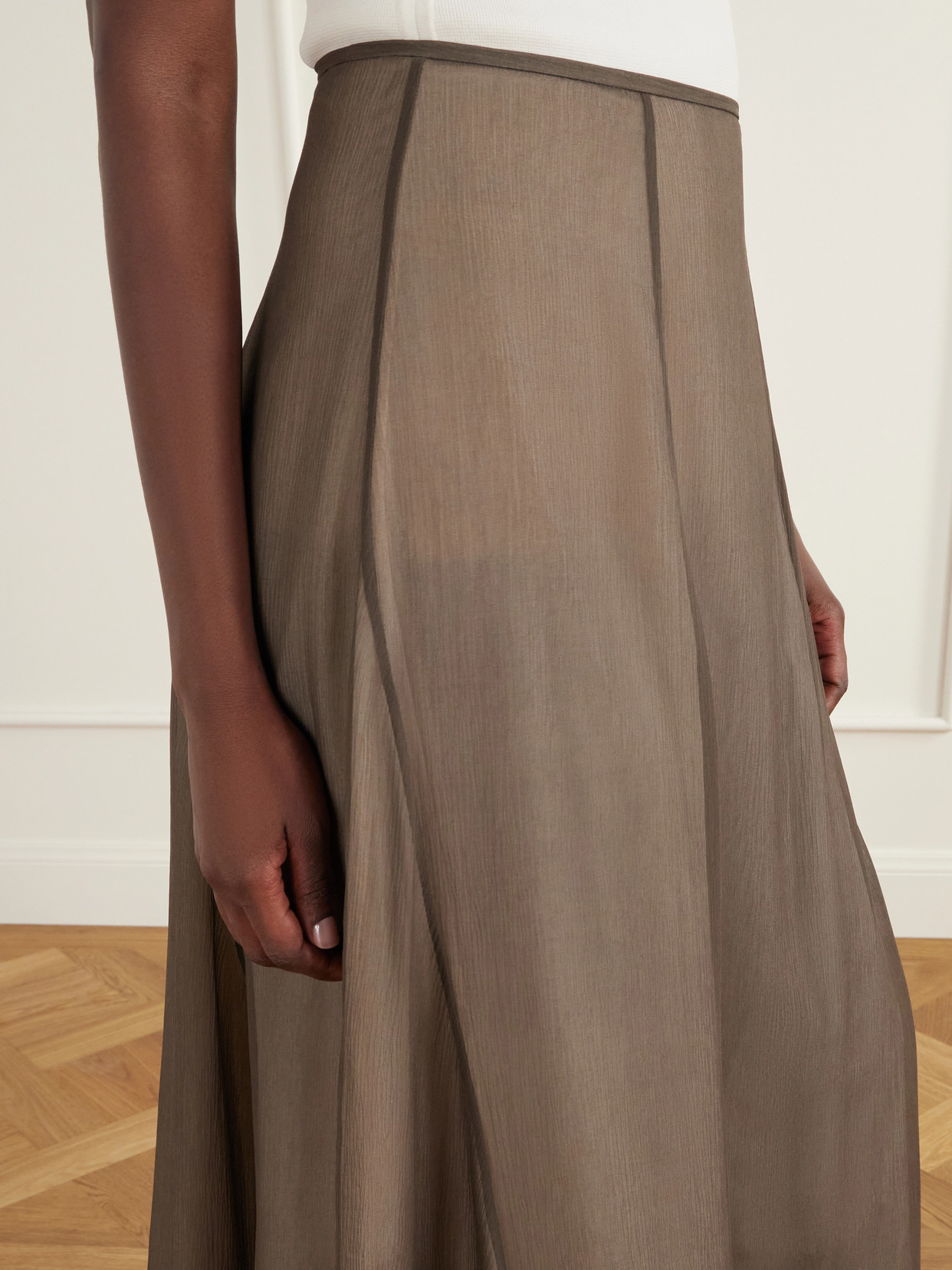 Layered Paneled Silk-Crepe De Chine Maxi