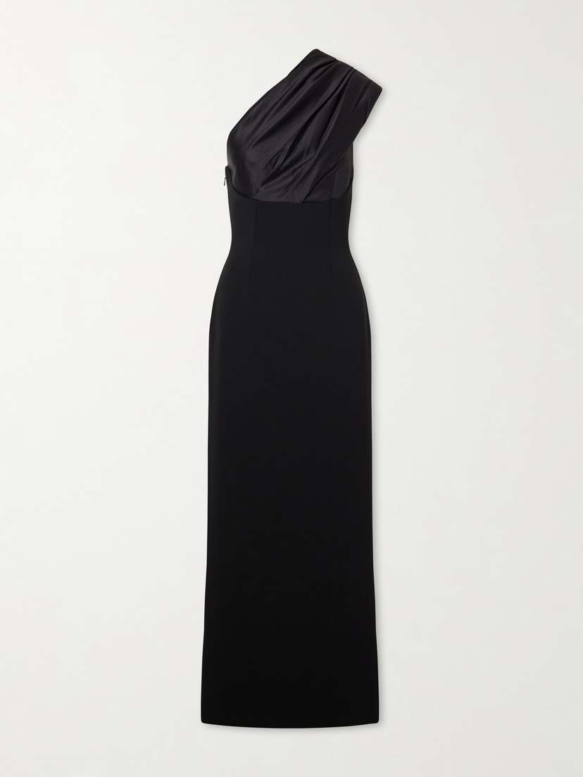 Solace London Gracie One-shoulder Pleated Satin Gown