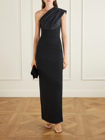 Solace London Gracie one-shoulder pleated satin gown