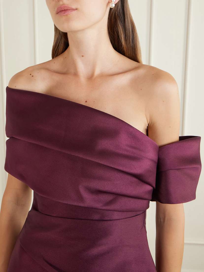 Solace London Lucine Off-the-shoulder Satin-twill Gown | Thumbnail 4 Solace London Lucine Off-the-shoulder Satin-twill Gown | Thumbnail 4
