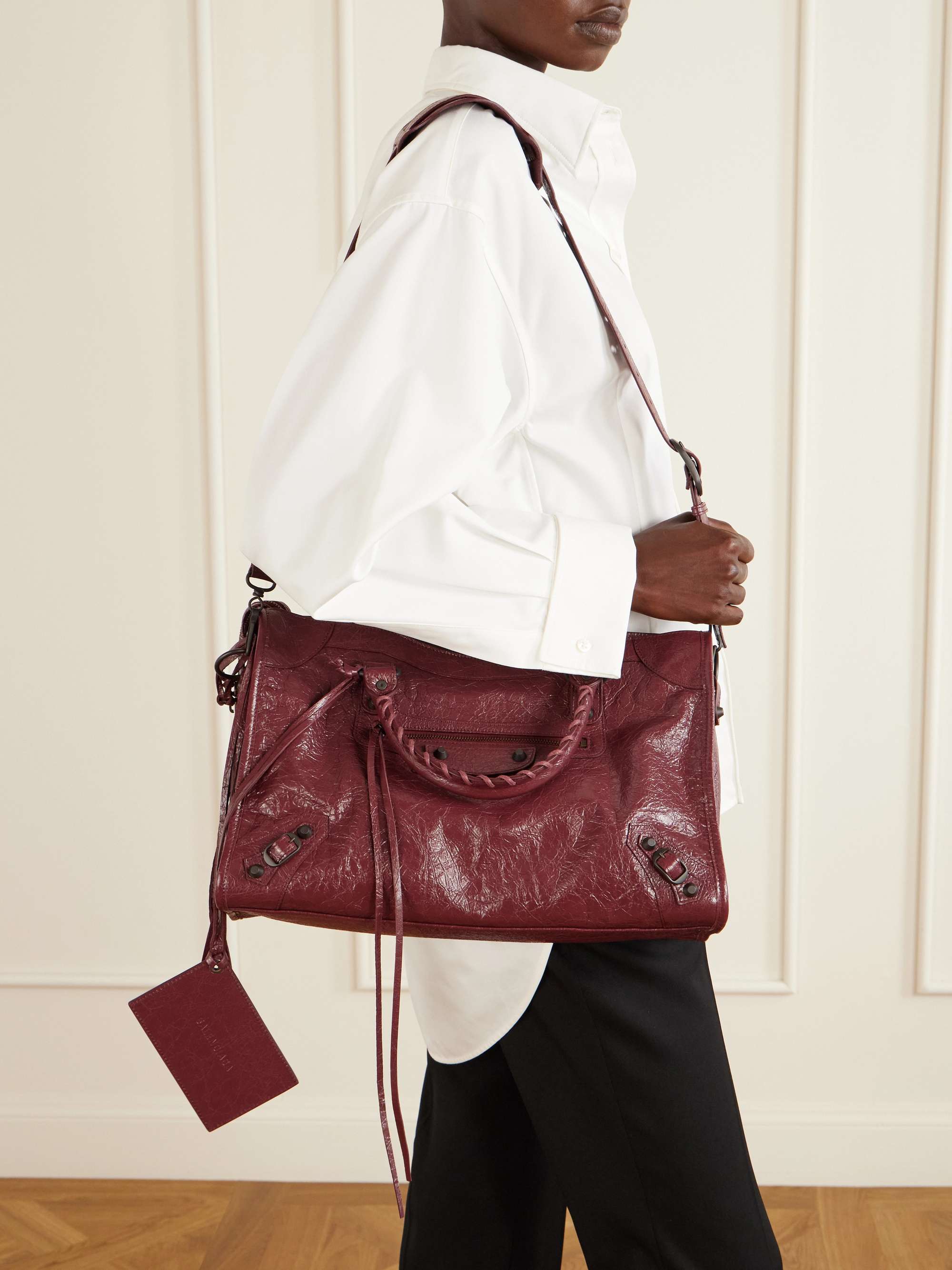 BALENCIAGA Le City suede shoulder bag | NET-A-PORTER