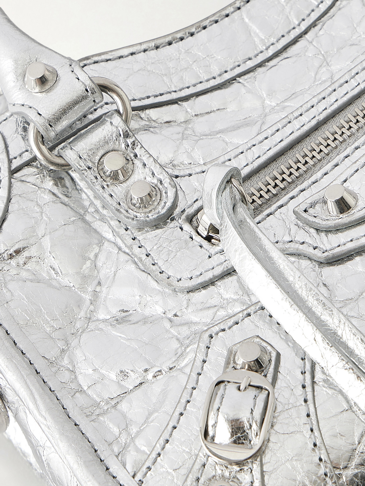 Le City Nano Embellished Crinkled-Leather Shoulder Bag
