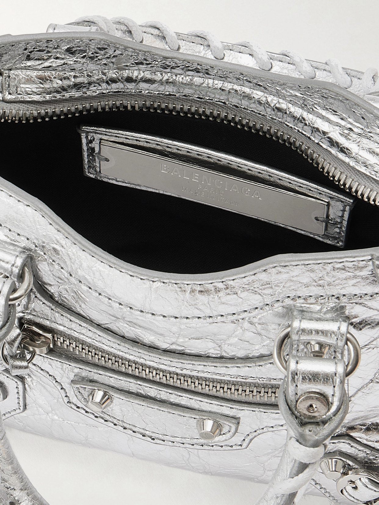 Le City Nano Embellished Crinkled-Leather Shoulder Bag