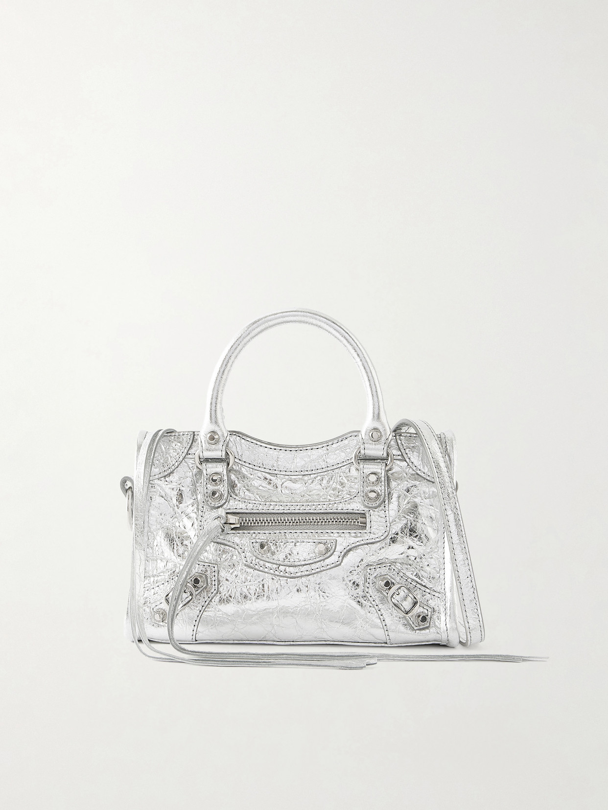 Le City Nano Embellished Crinkled-Leather Shoulder Bag
