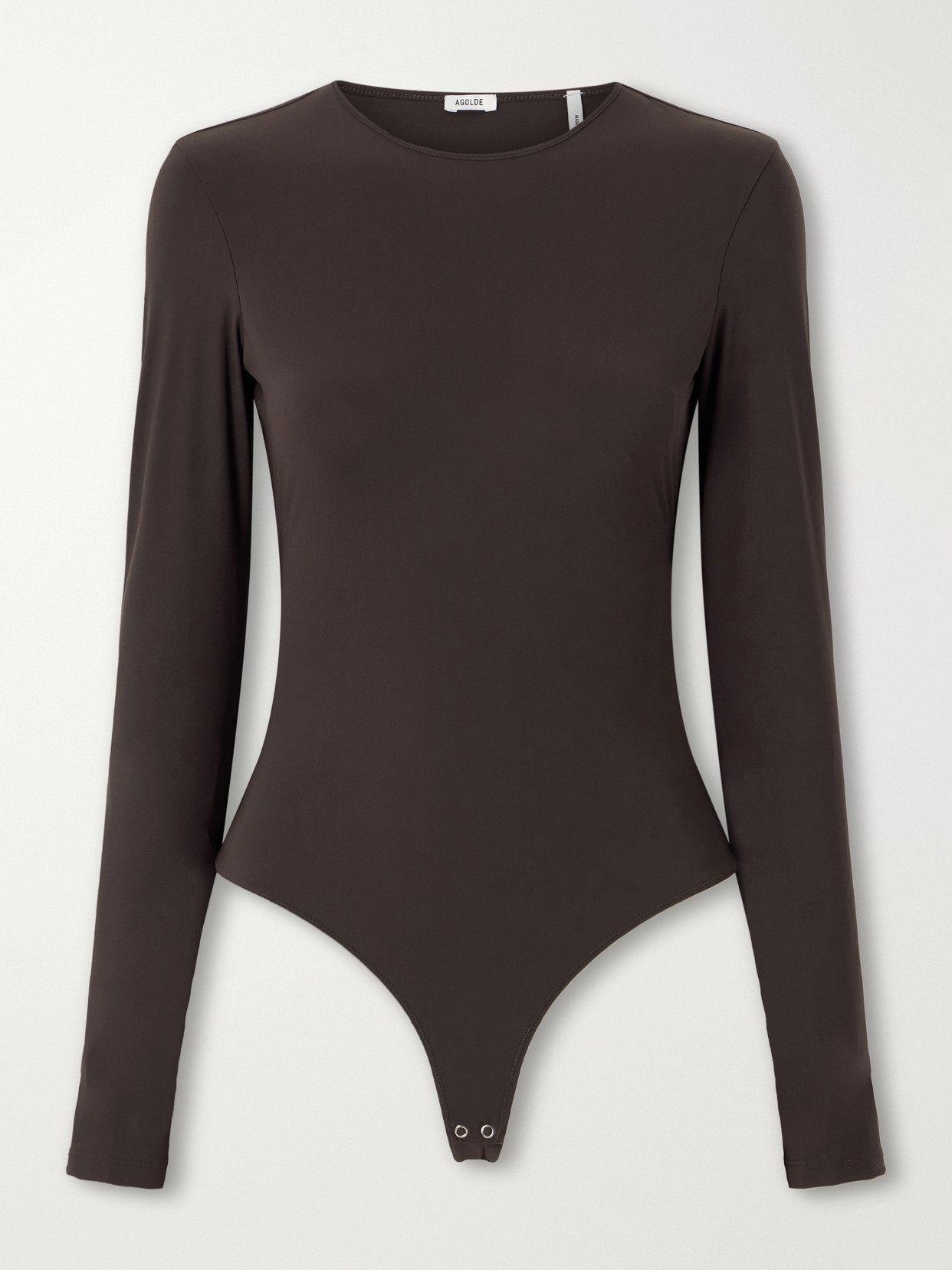 Agolde Aura Stretch-jersey Thong Bodysuit In Brown