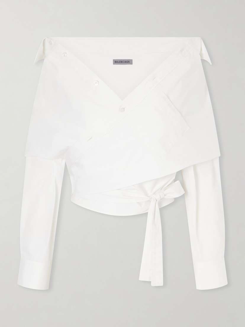 Balenciaga Off-the-shoulder Cotton Poplin Blouse