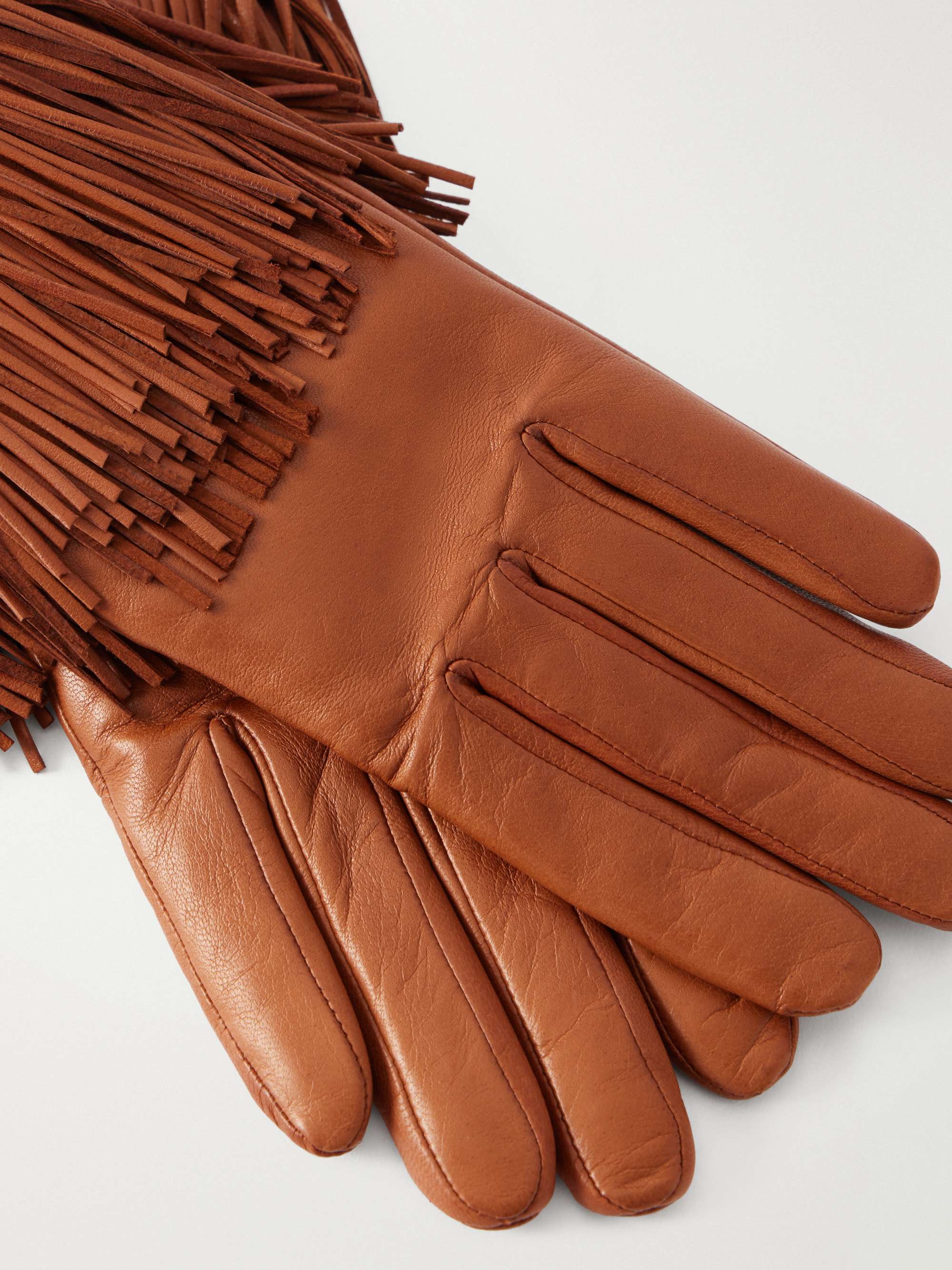 AGNELLE Lena fringed leather gloves