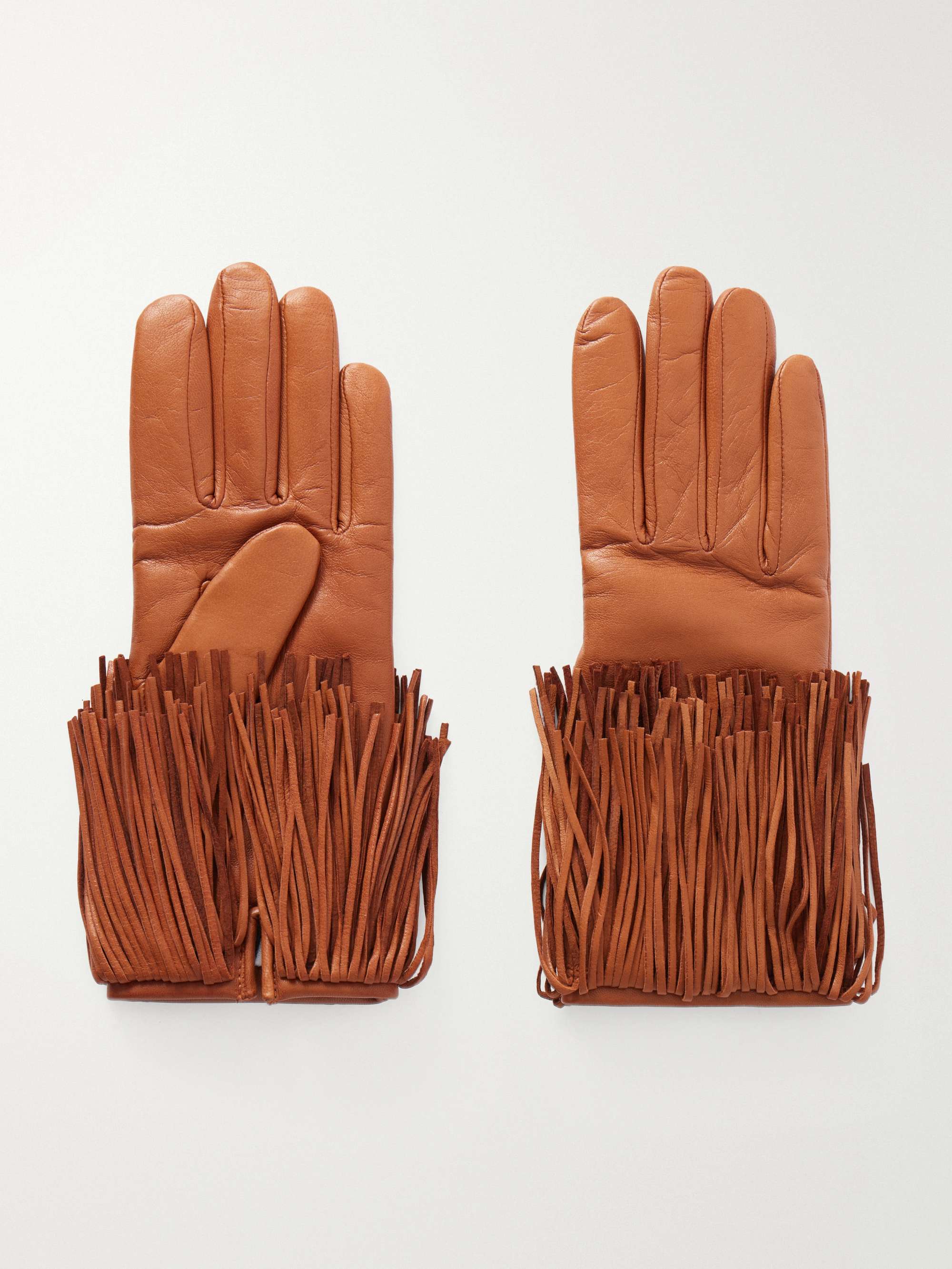 AGNELLE Lena fringed leather gloves
