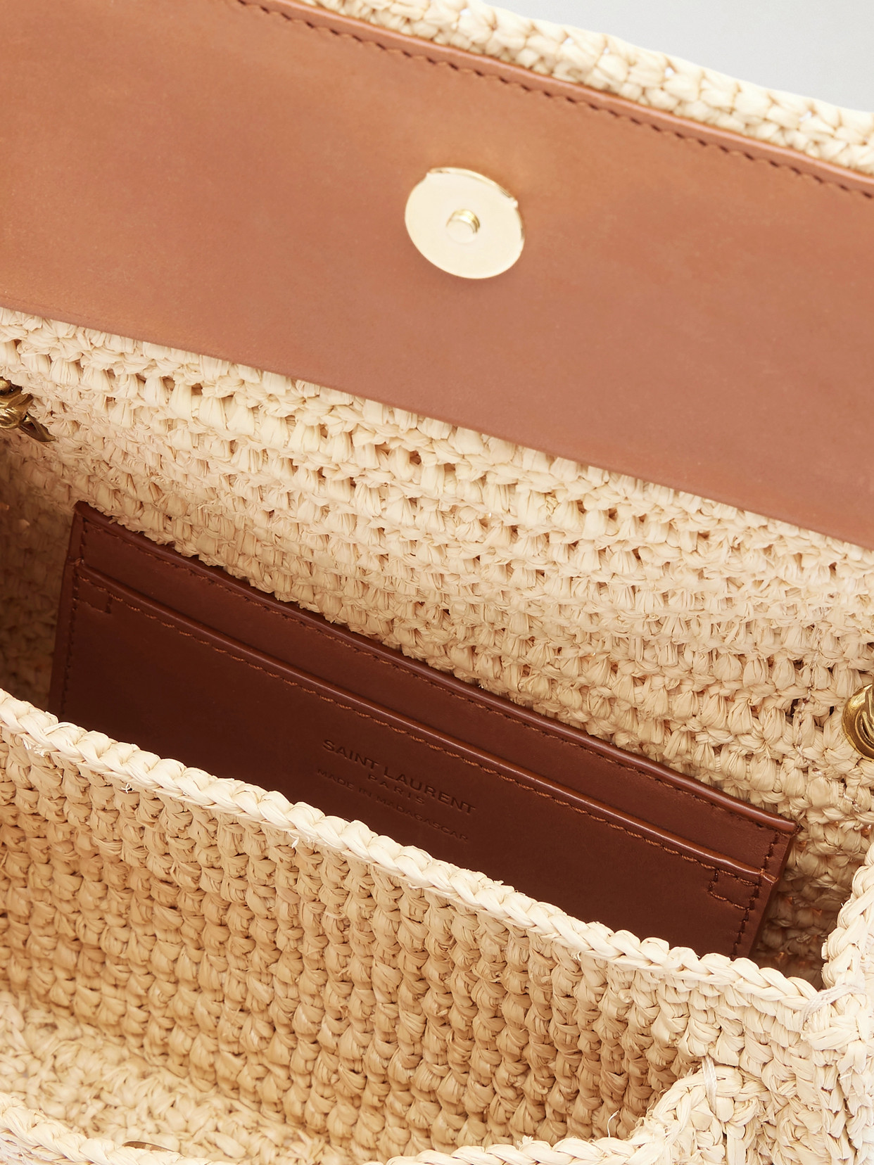Niki Mini Leather-Trimmed Raffia Shoulder Bag