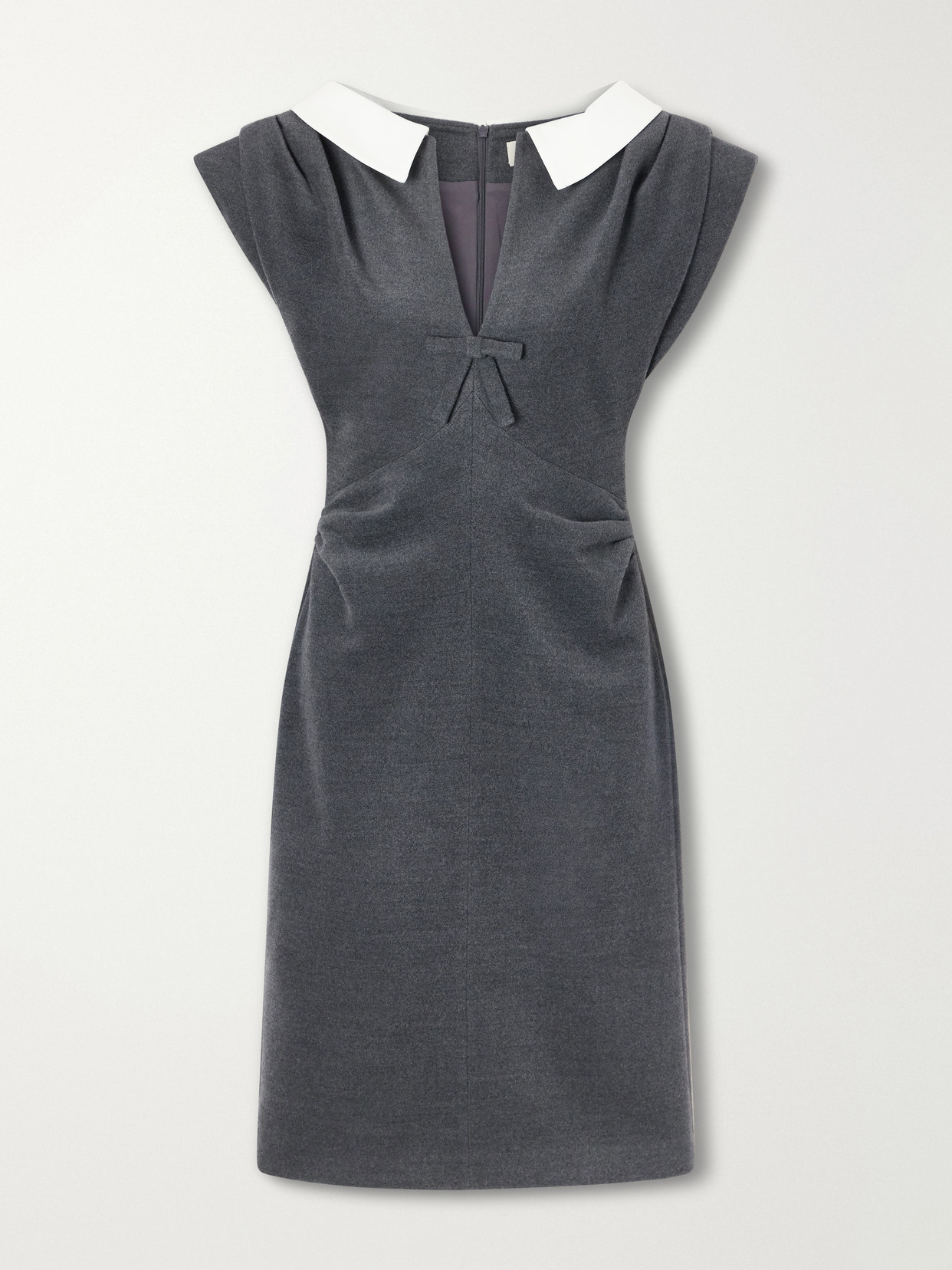 Shushu-tong Gathered Wool-blend Midi Dress In Gray