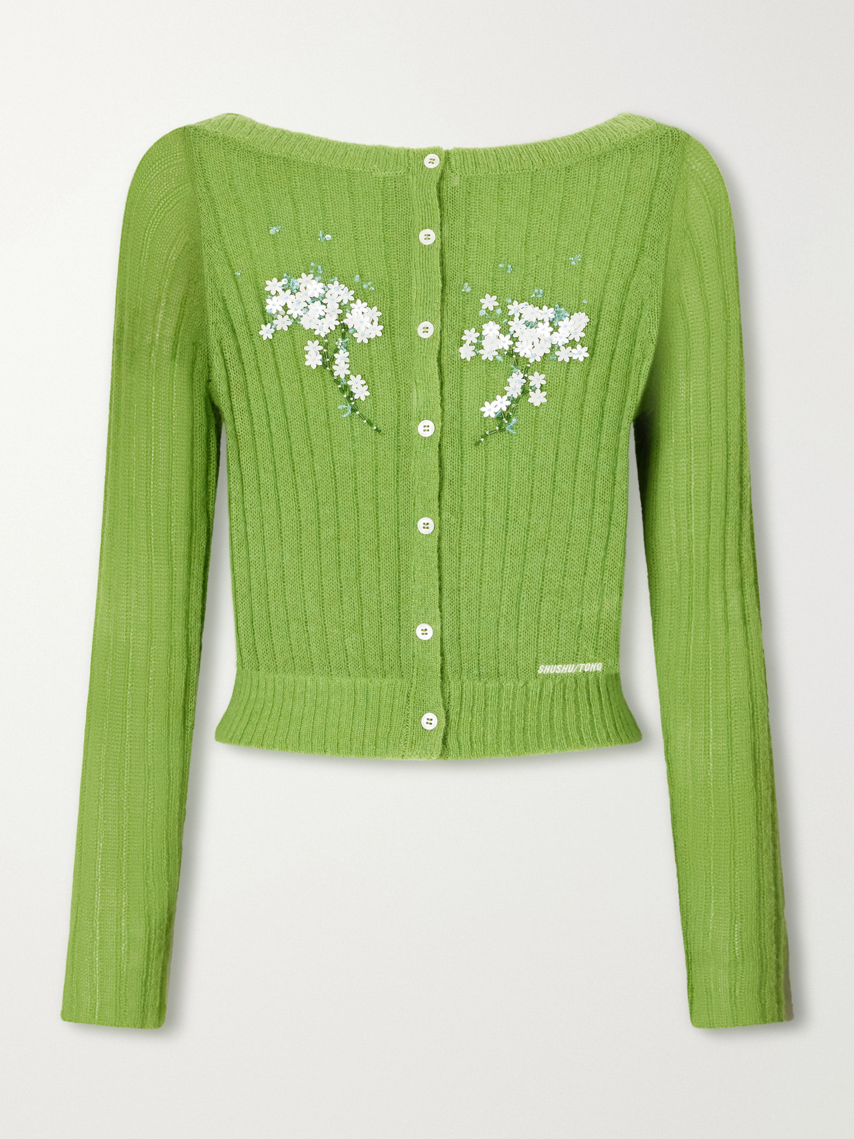 Shushu-tong Embellished Knitted Cardigan In Green