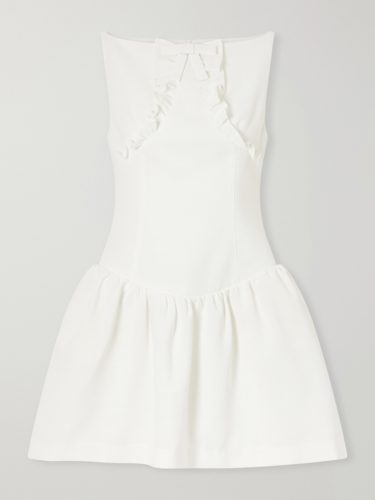 Shushu-tong Bow-detail Ruffled Gathered Cady Mini Dress In White