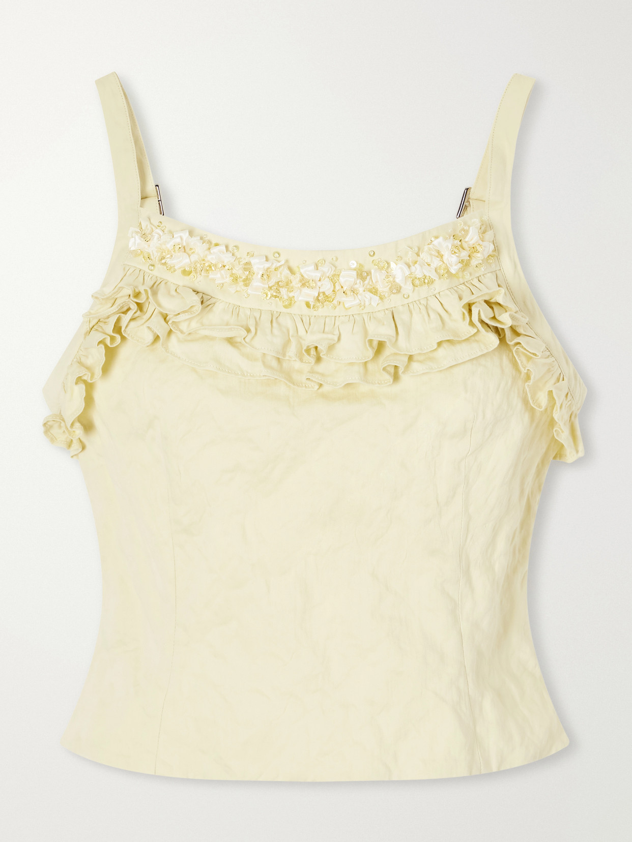 Shushu/Tong - Cami Embellished Ruffled Cotton-Blend Cami