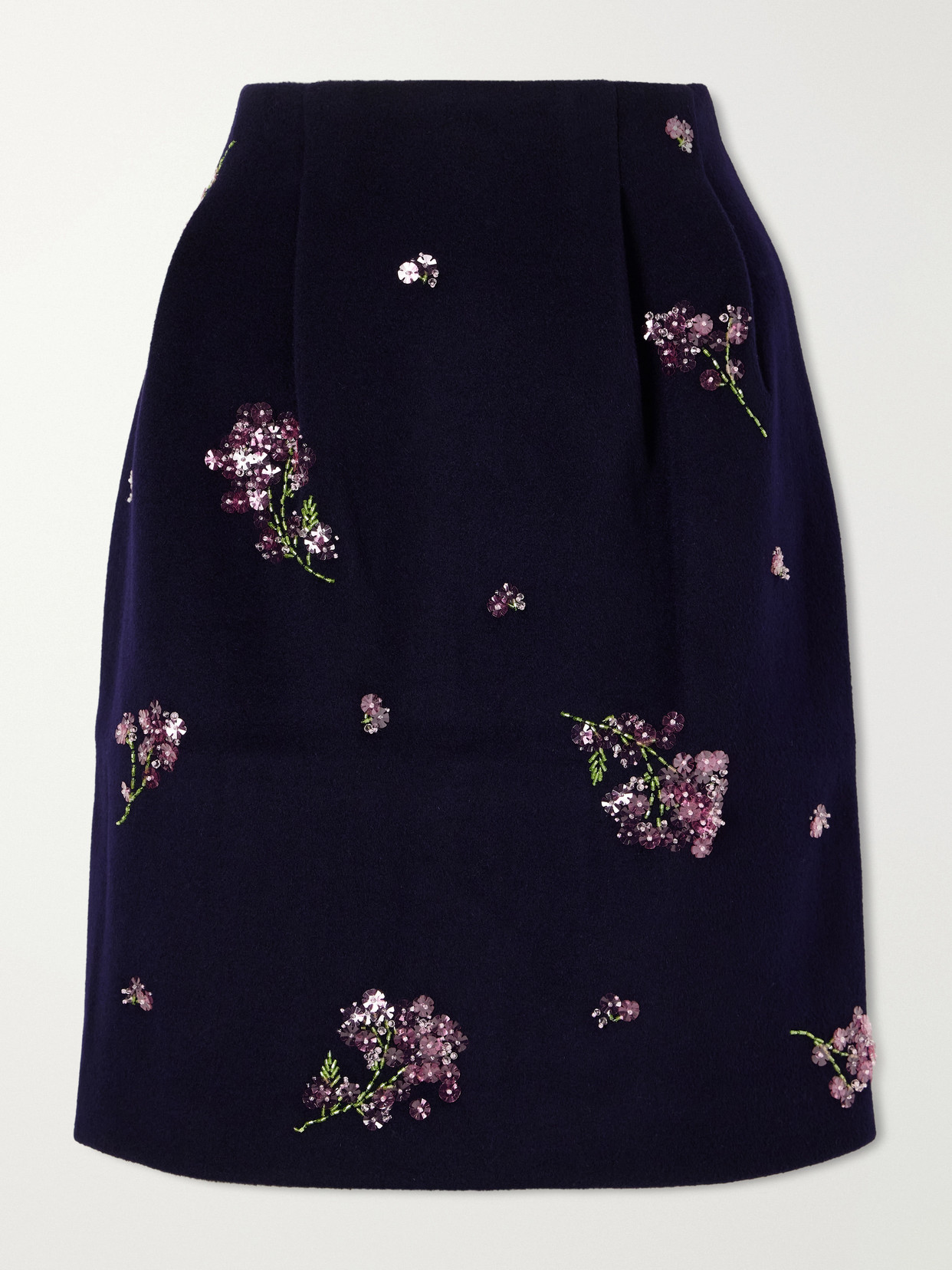 Shushu-tong Sequin-embellished Wool Midi Skirt In Blue
