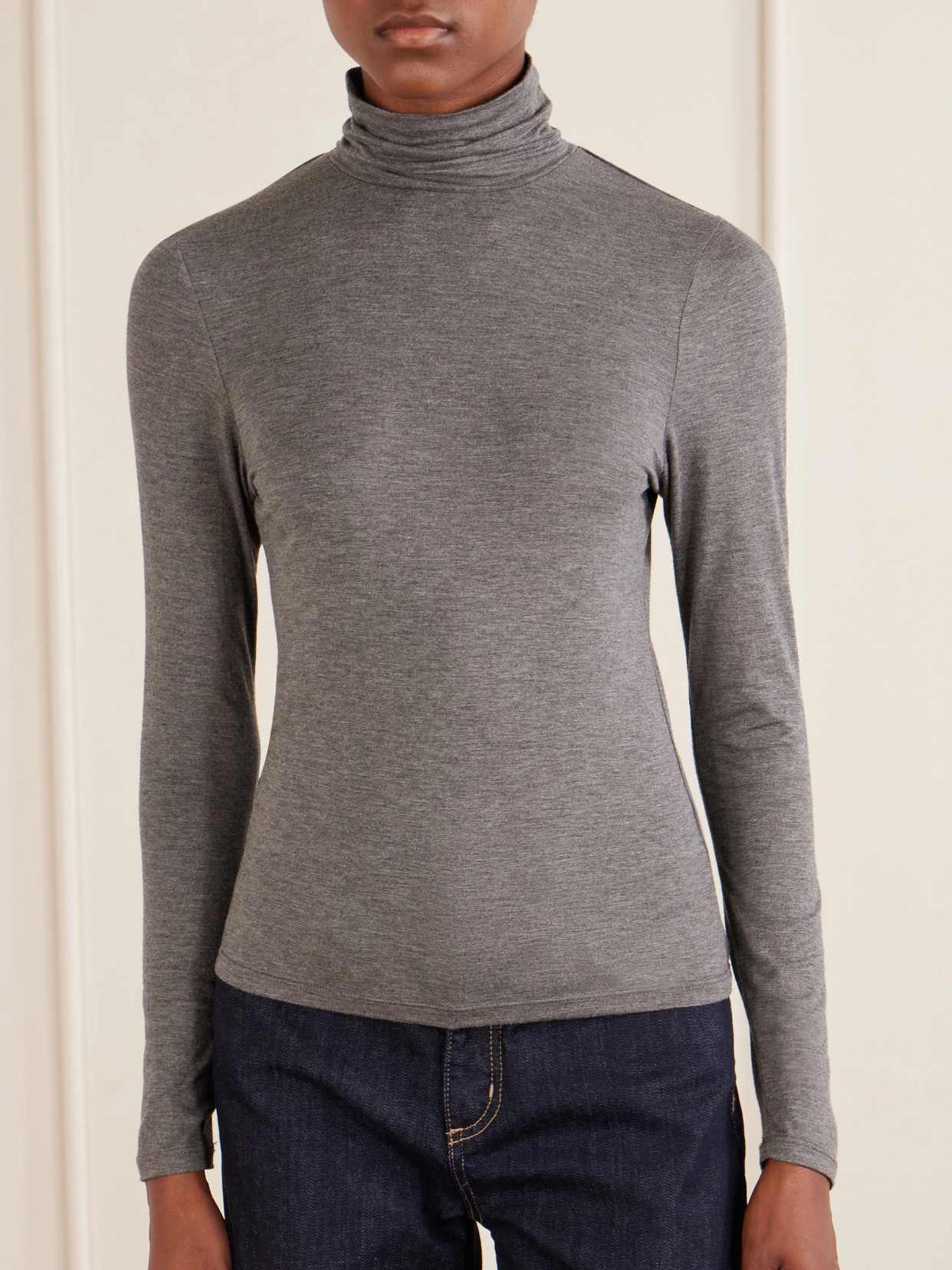 Keria Stretch-Jersey Turtleneck Top