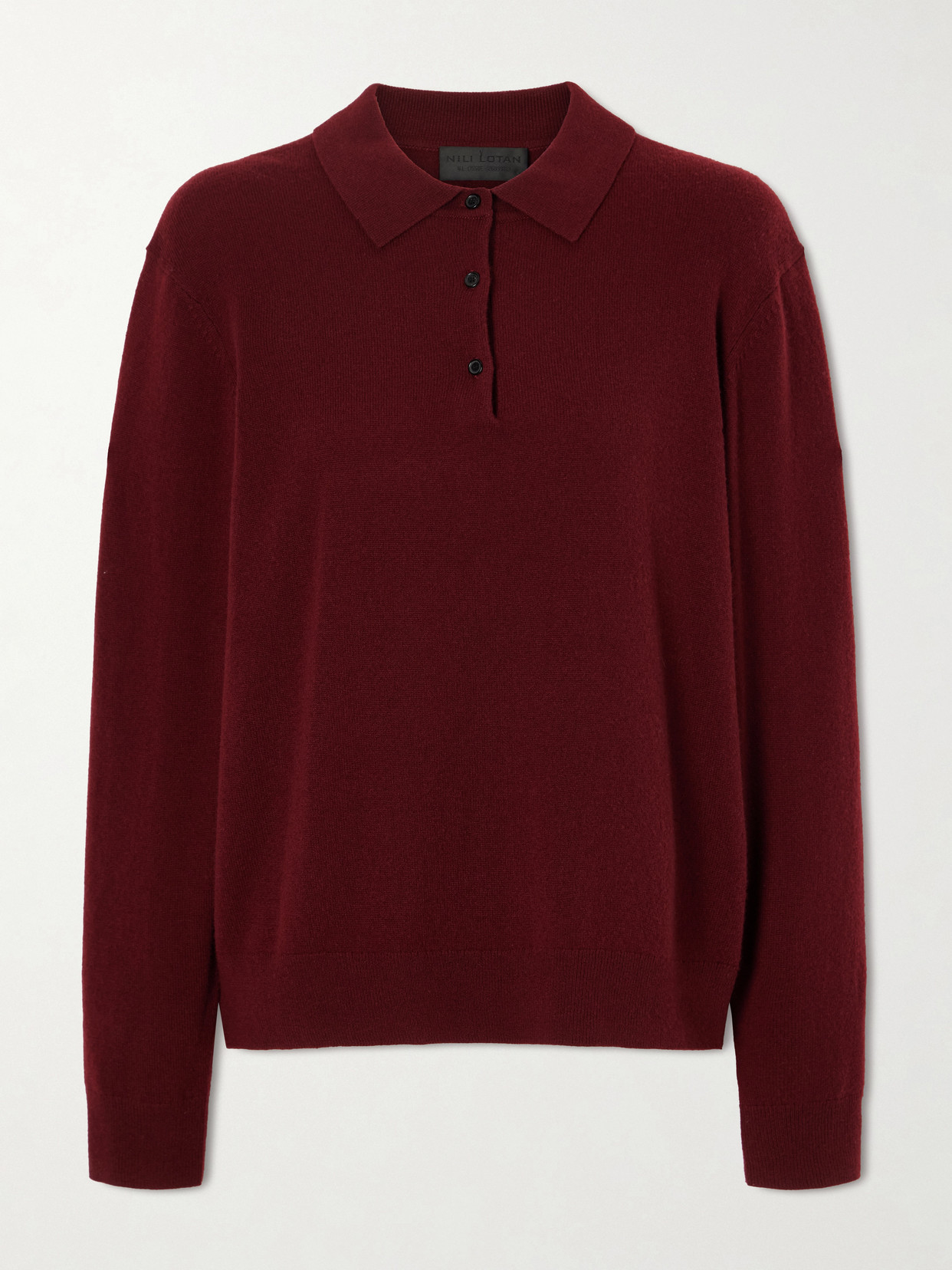 Nili Lotan Jovan Cashmere Polo Sweater In Burgundy