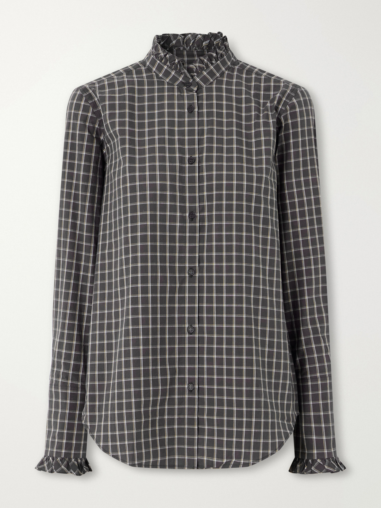 Elio Ruffle-Trimmed Checked Cotton Shirt