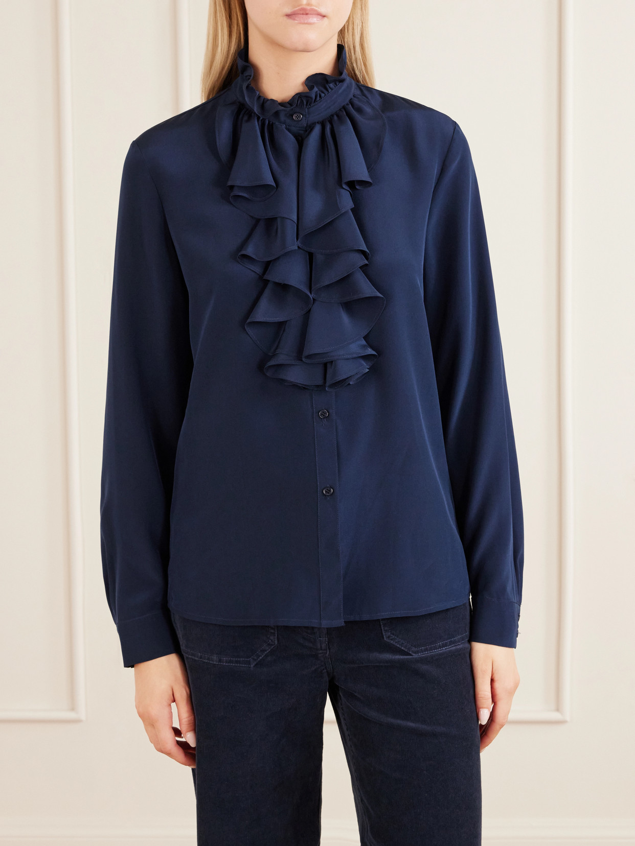 Lily Ruffled Silk-Satin Blouse