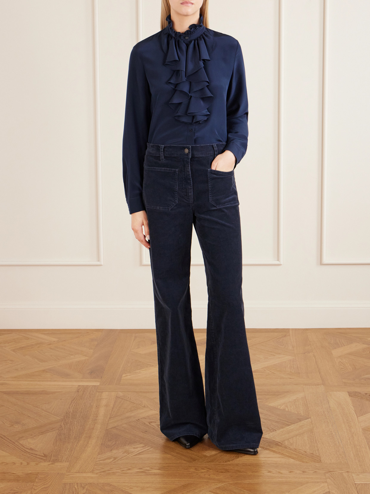 Lily Ruffled Silk-Satin Blouse