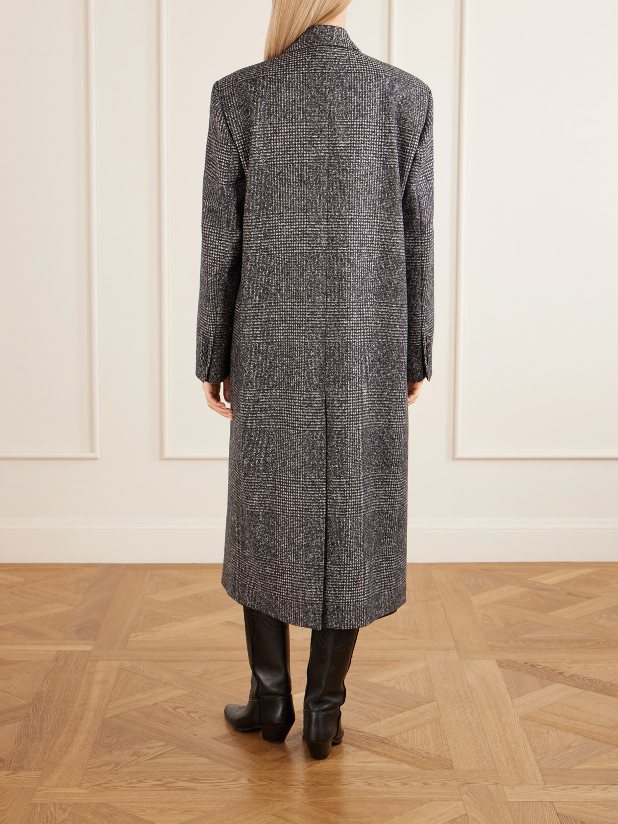 Edmond Double-Breasted Checked Wool-Blend Coat