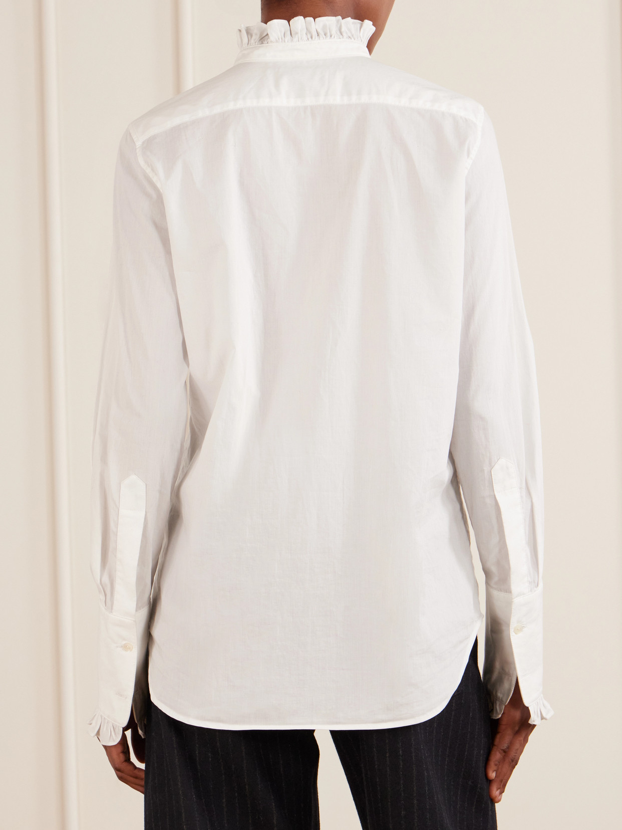 Elio Ruffle-Trimmed Cotton-Poplin Shirt