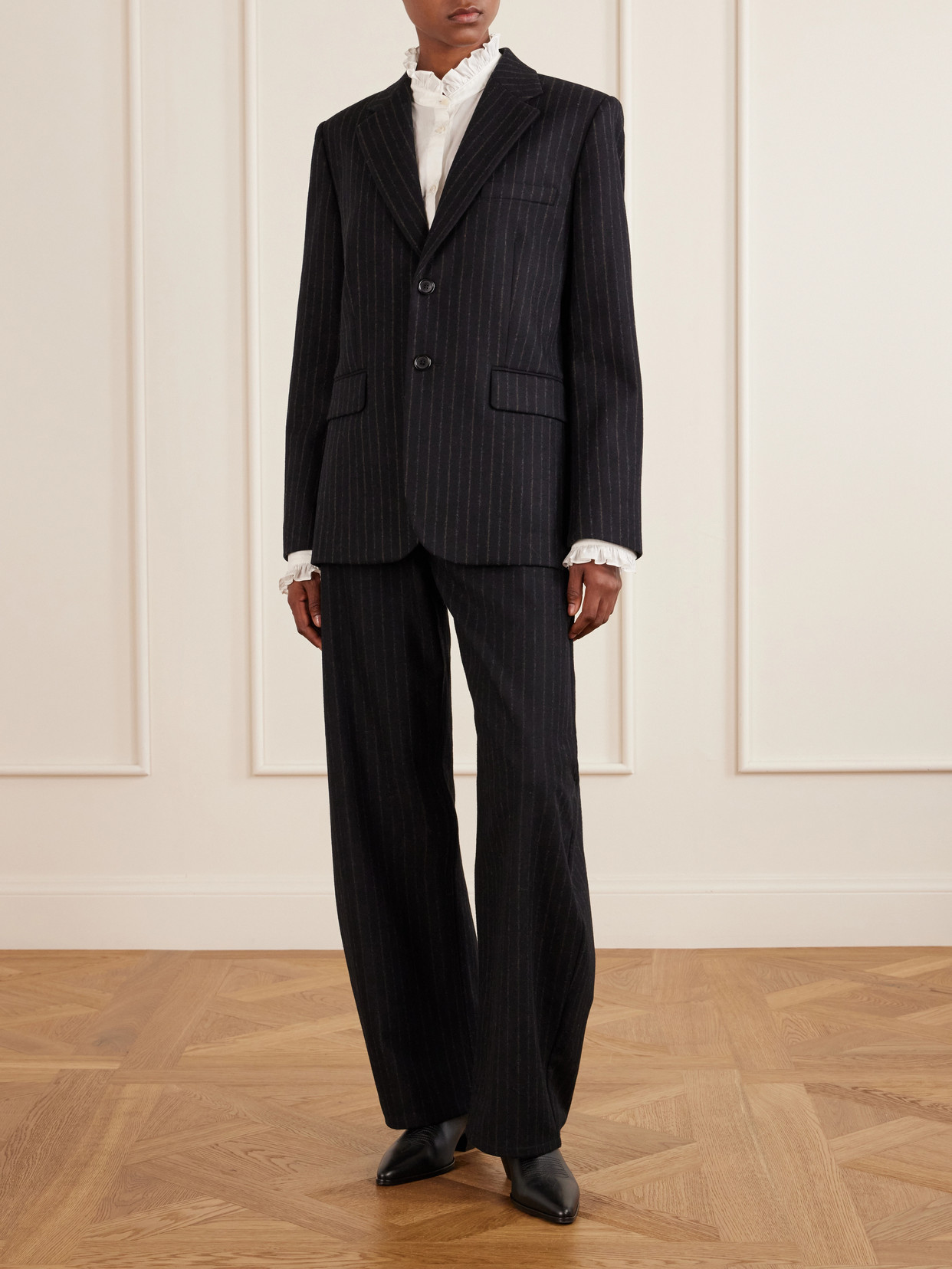Elio Ruffle-Trimmed Cotton-Poplin Shirt