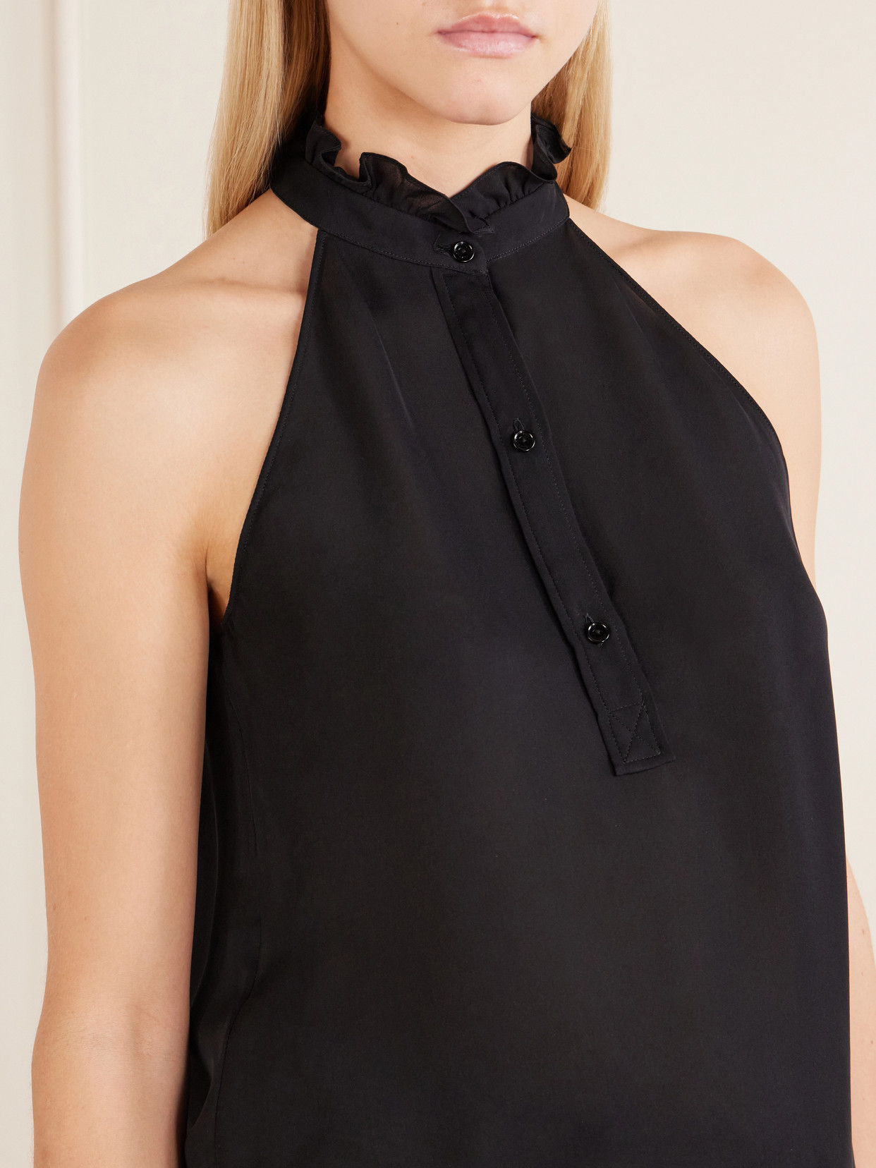 Daniella Silk-Georgette Halterneck Blouse