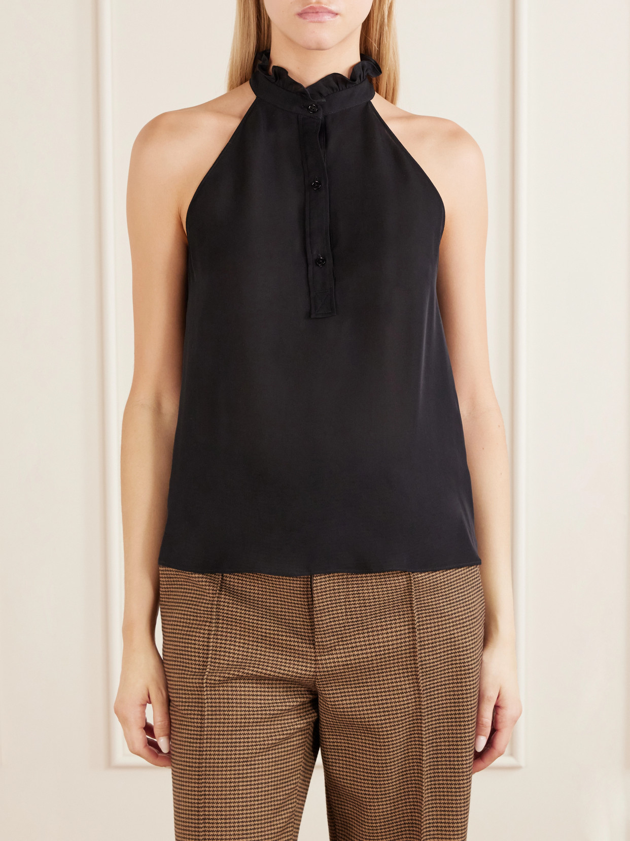 Daniella Silk-Georgette Halterneck Blouse