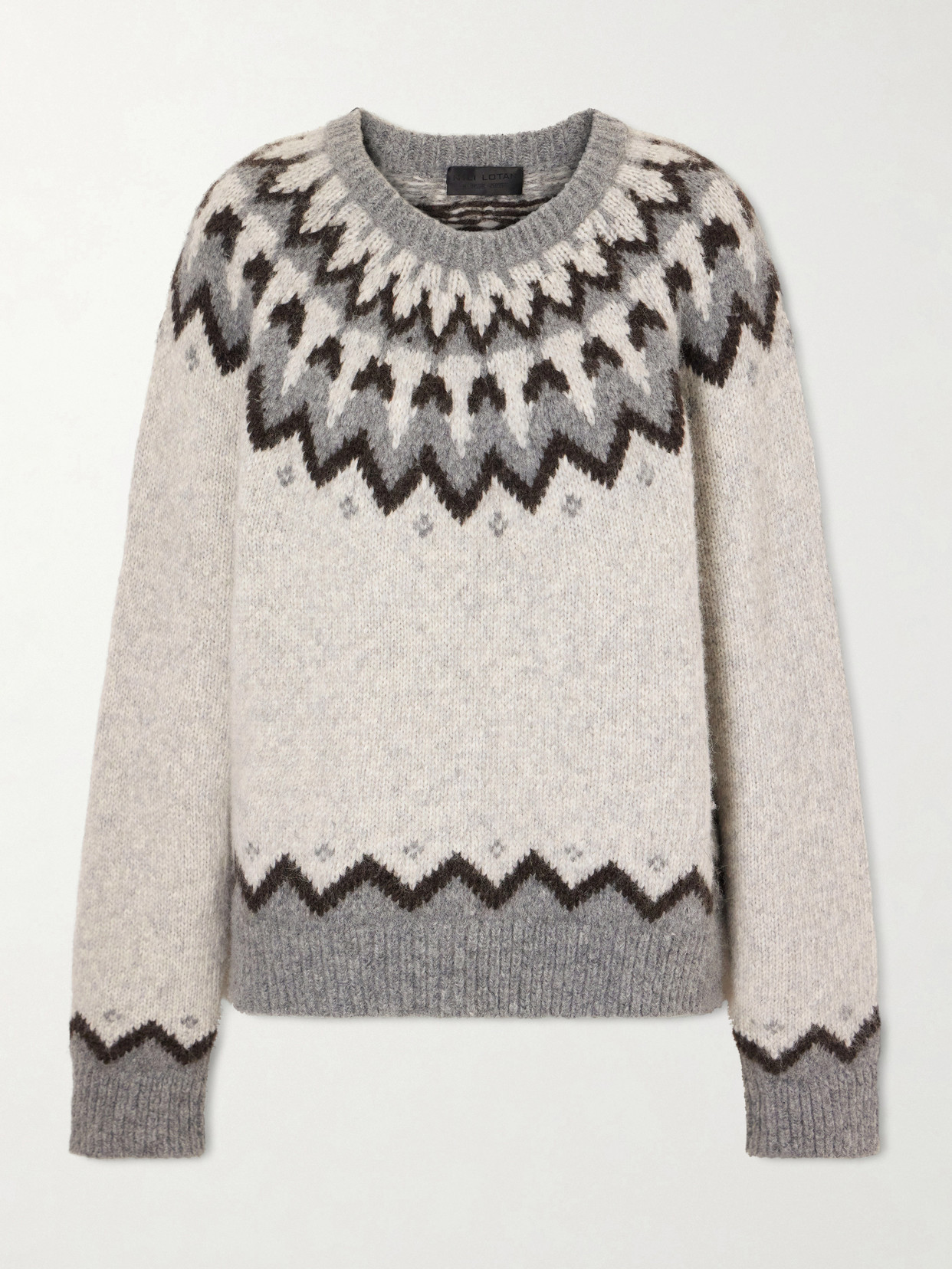 Nili Lotan Alan Fair Isle Intarsia-knit Wool And Alpaca-blend Sweater In Neutral