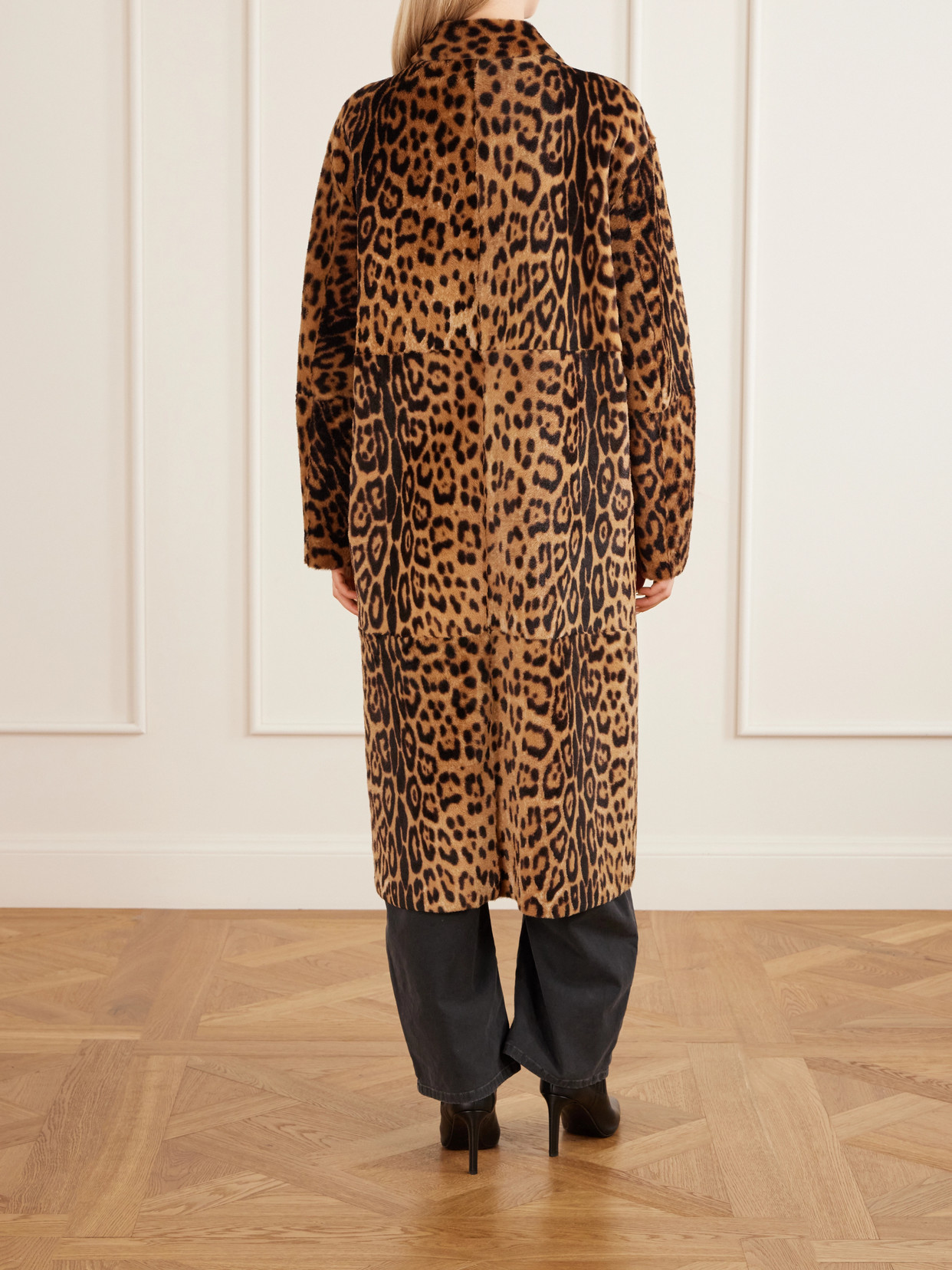 Davelle Leopard-Print Plush Coat