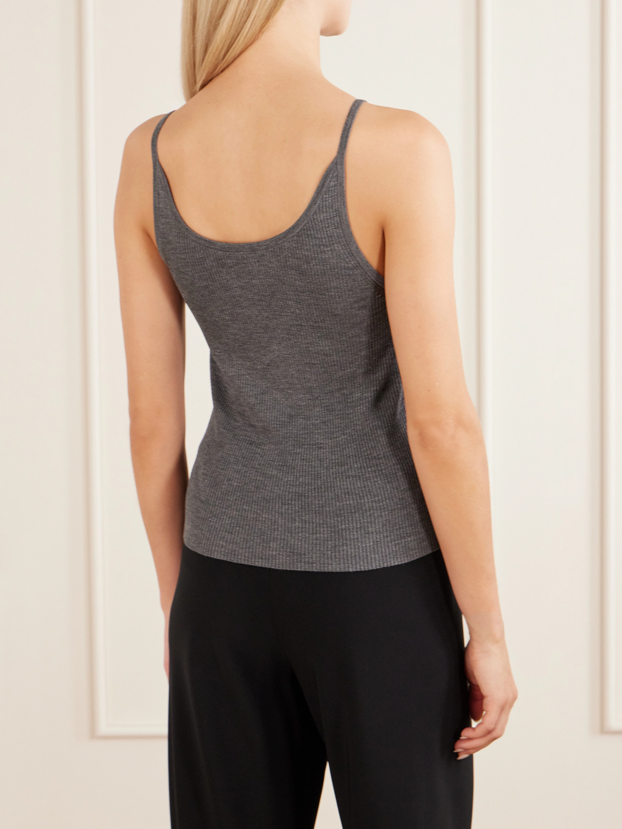 Aronia Lace-Trimmed Ribbed Silk-Jersey Tank
