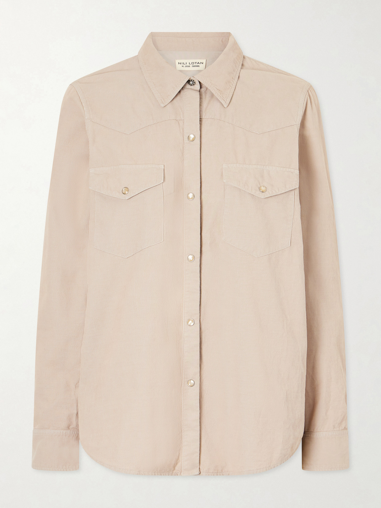 Nili Lotan Travis Cotton Corduroy Shirt In Neutral