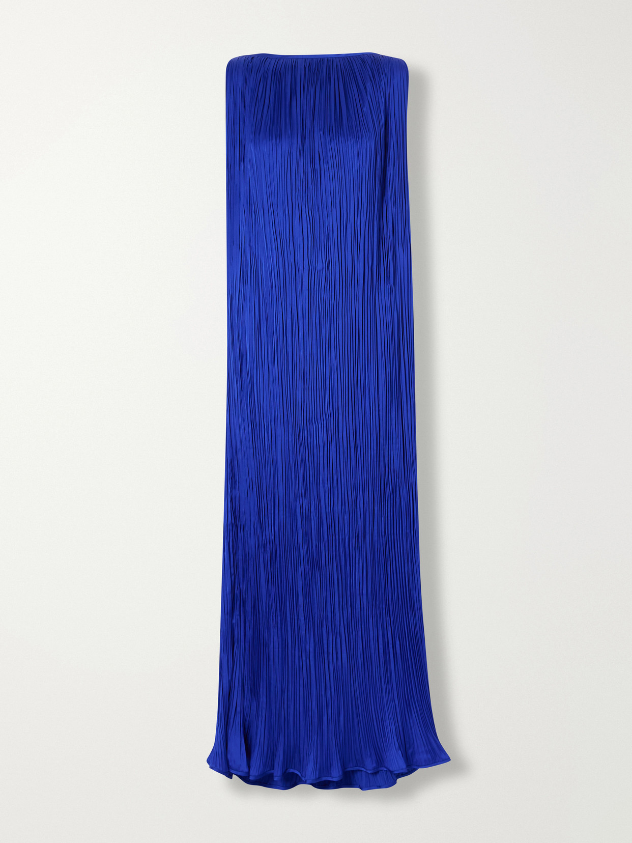 Aflalo Celestia Plissé-satin Maxi Dress In Blue