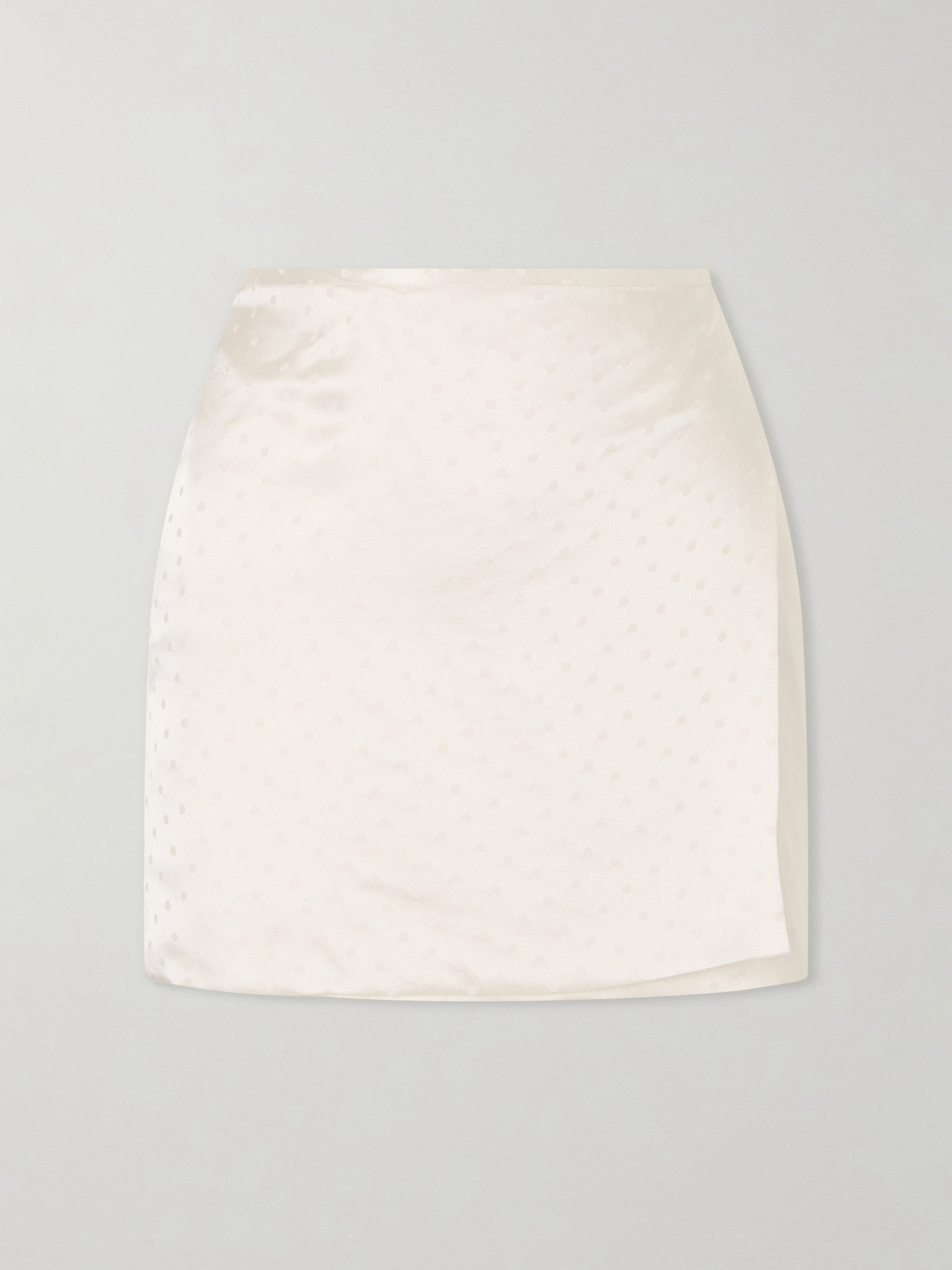 Aflalo Shejo Polka-dot Satin-jacquard Mini Skirt In White